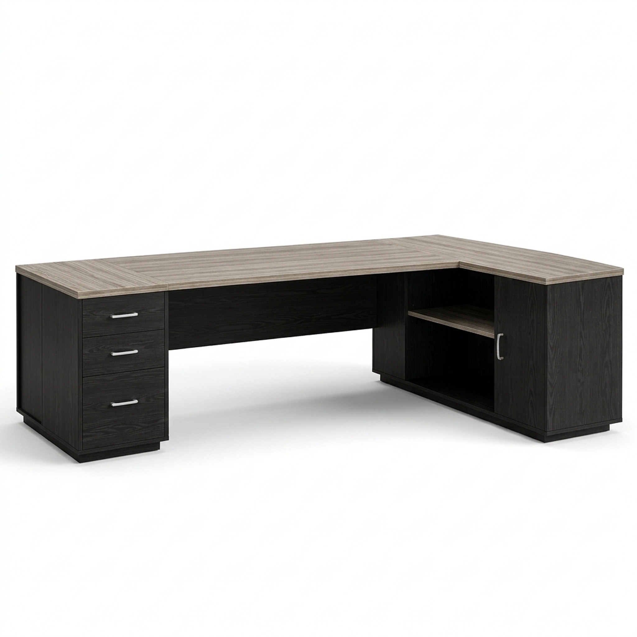 L-Shaped Executive Desk with File Drawer, 86 in, photo 1 of 5
