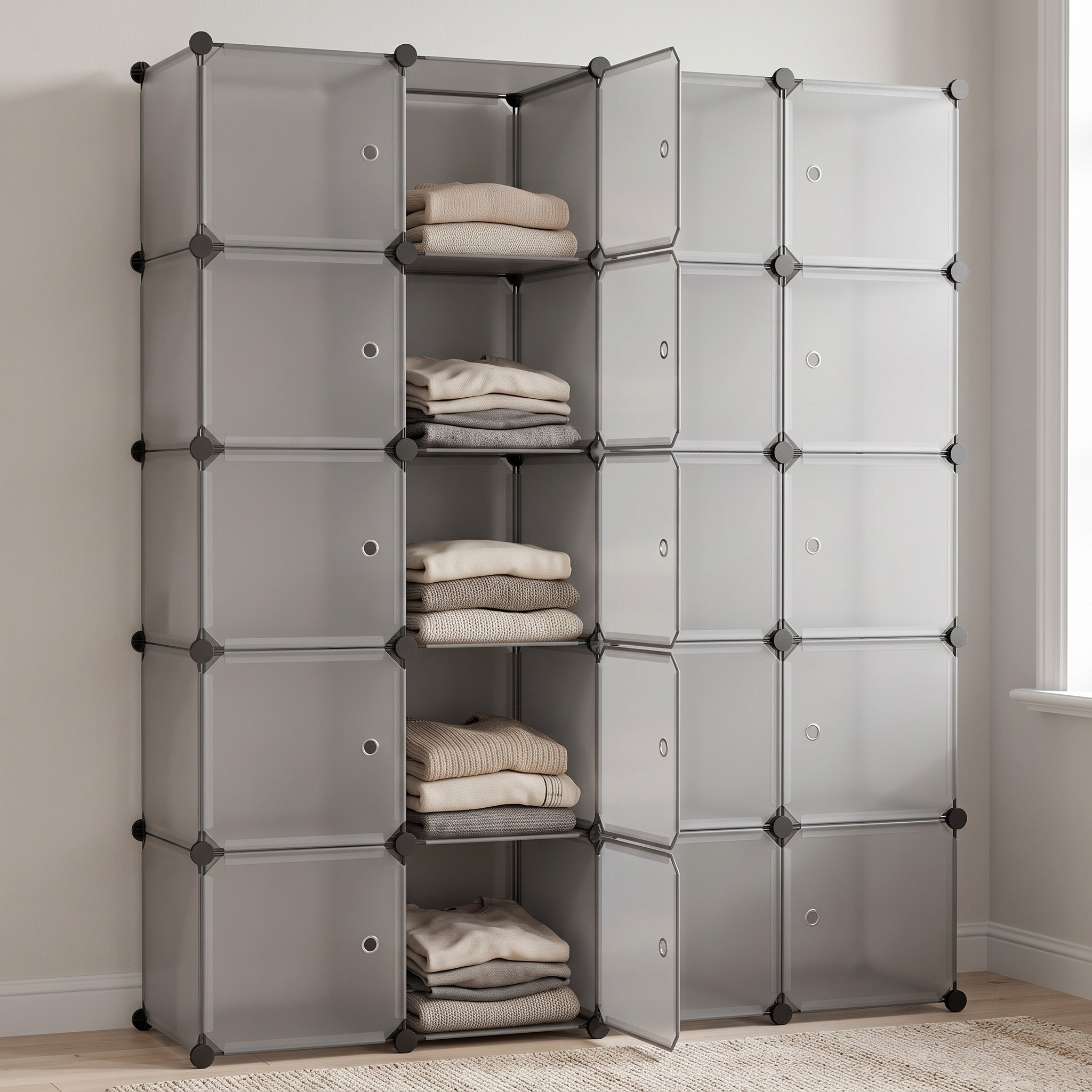 20-Cube Gray Modular Shoe Rack & Closet Organizer, photo 3 of 5