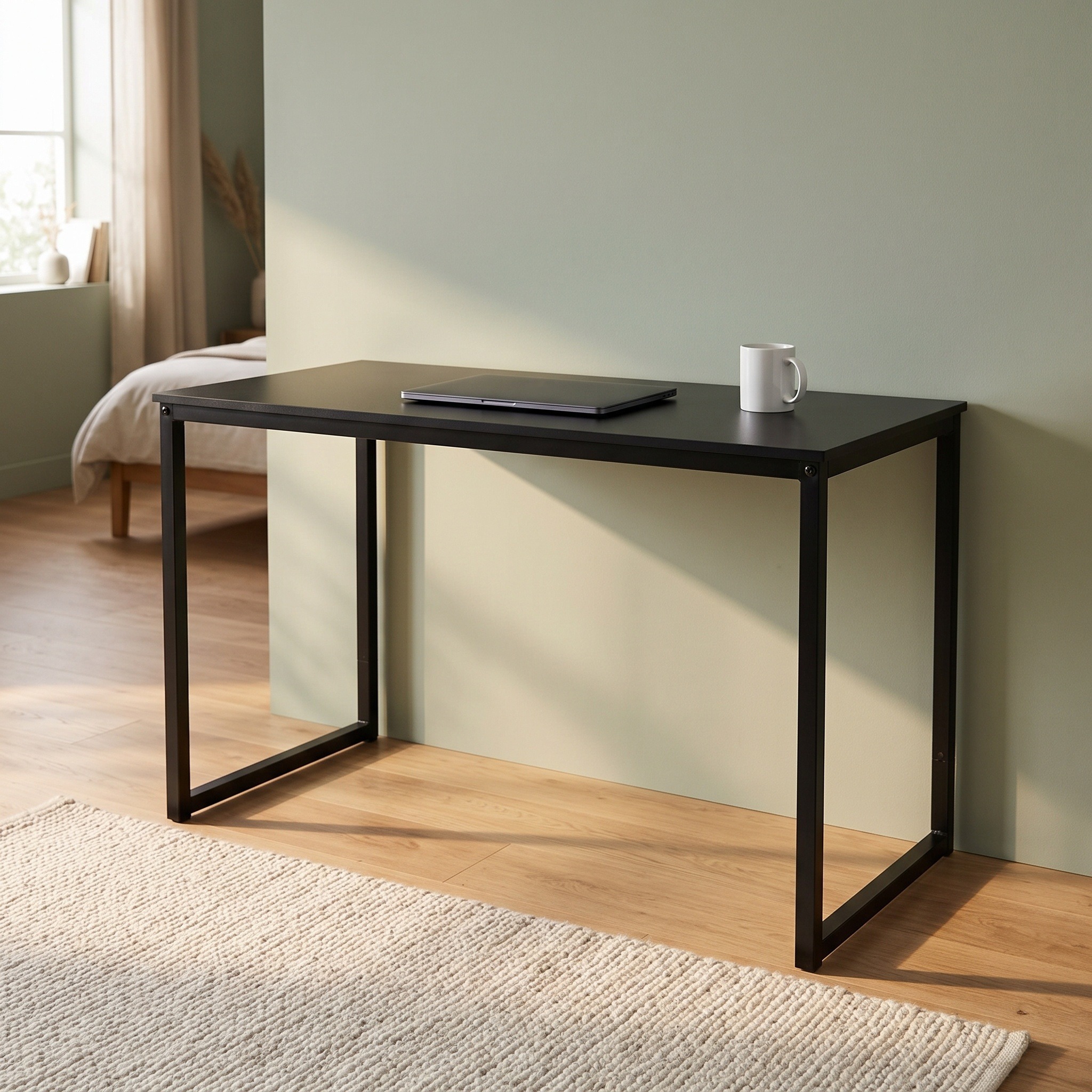 47-Inch Black Computer Desk with Steel U-Frame, photo 3 of 5