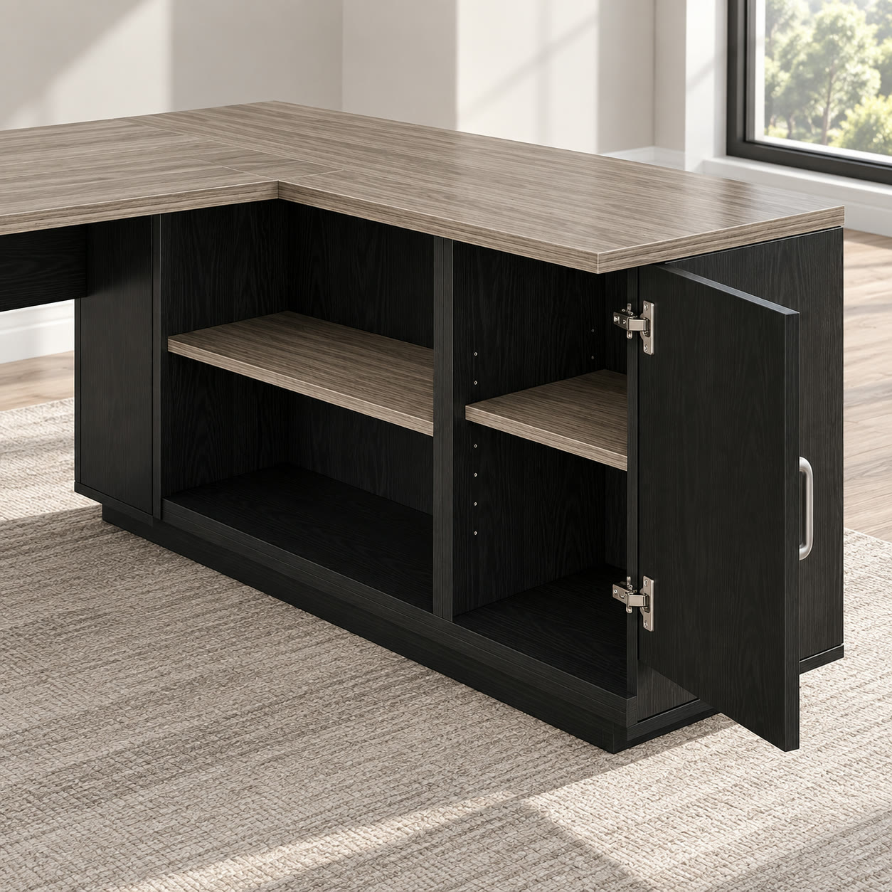 L-Shaped Executive Desk with File Drawer, 86 in, photo 5 of 5