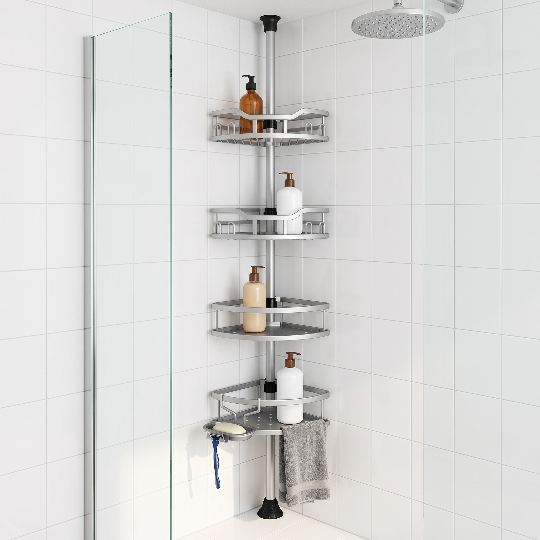 4-Tier Tension Pole Shower Caddy, 47–121 in, photo 2 of 5