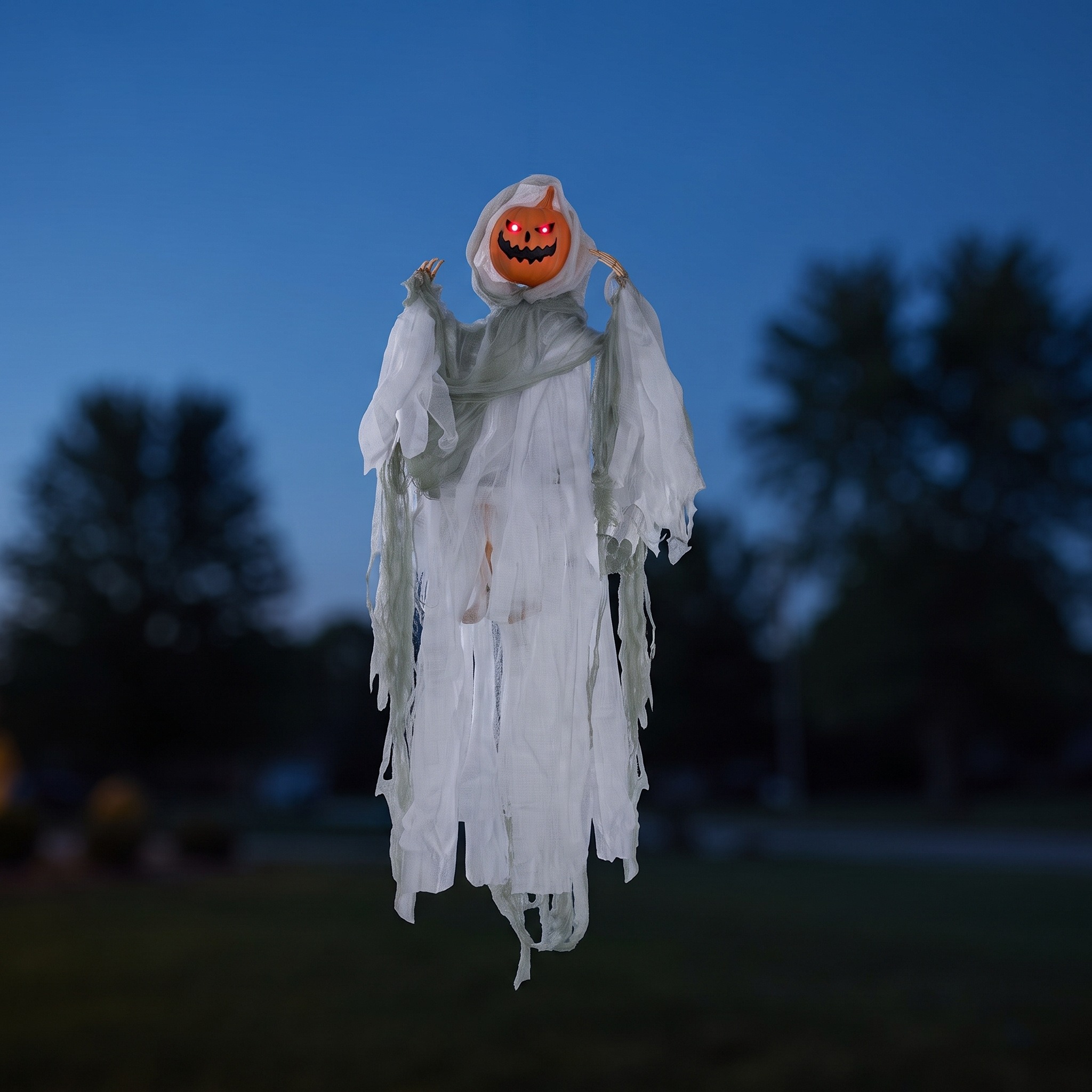 Halloween Hanging Pumpkin Ghost with Sound, 47 in, photo 1 of 5