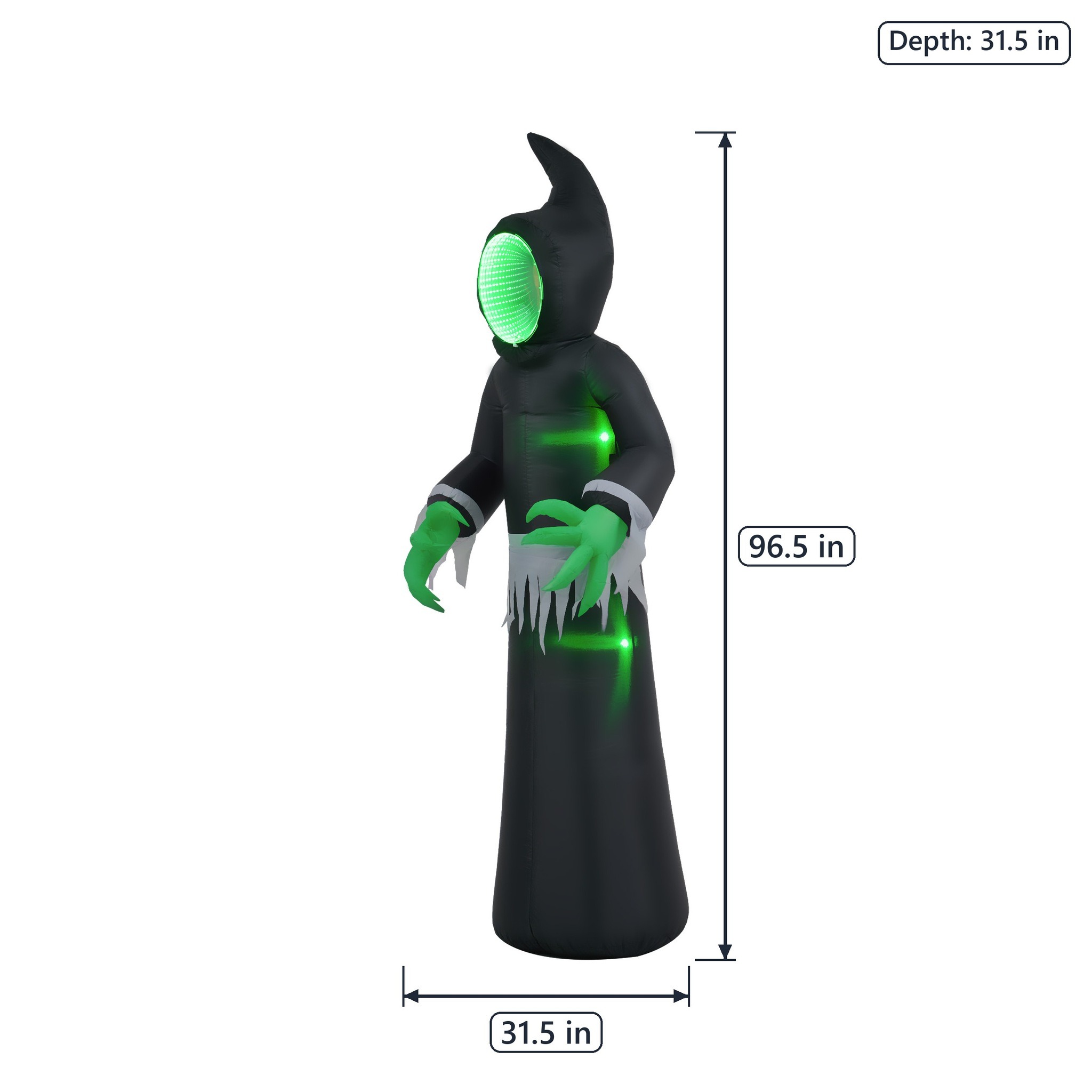 8 ft Inflatable Ghost with Mirror Face, Black, photo 2 of 5