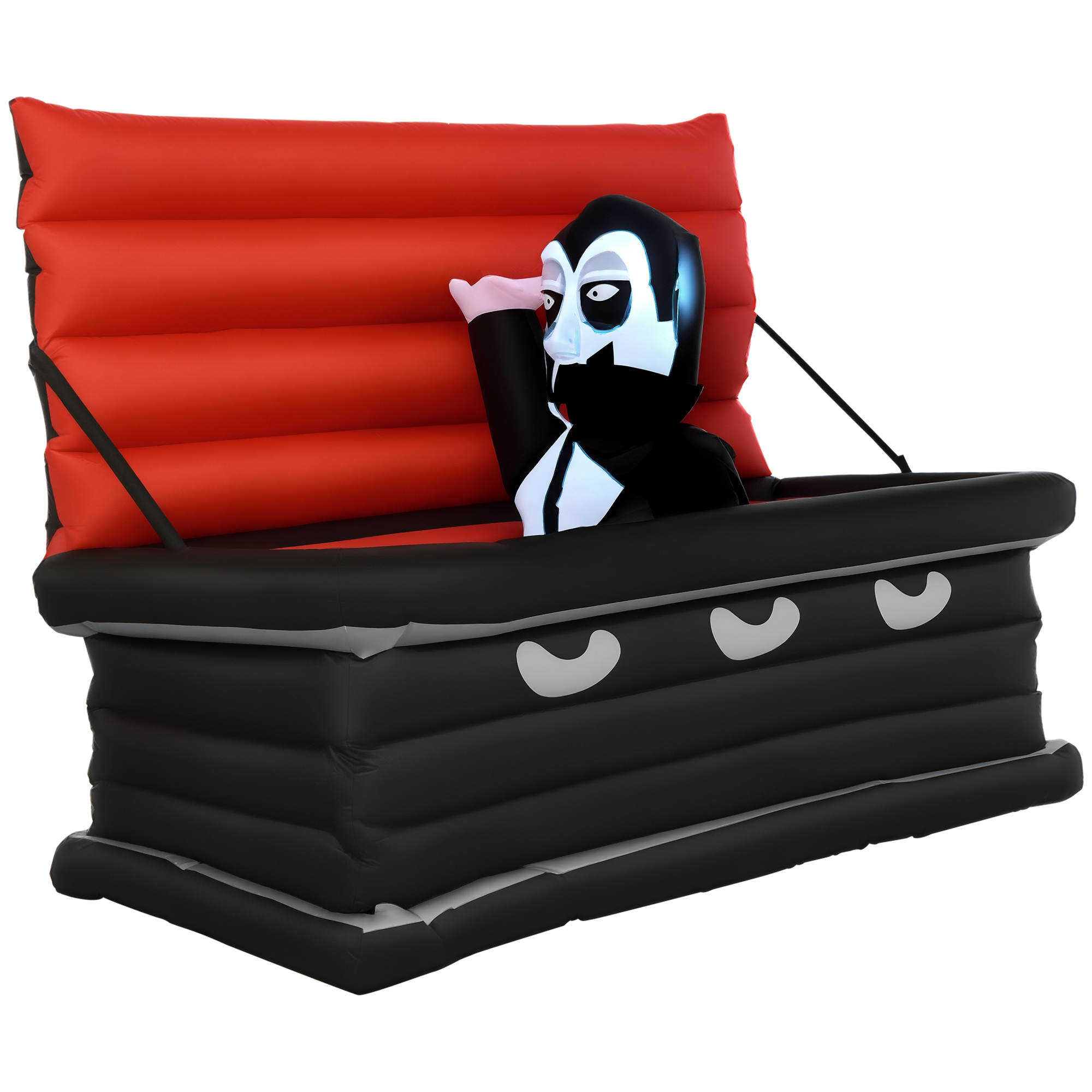 6 ft Halloween Inflatable Vampire Coffin with LEDs, Black and Red, photo 3 of 5