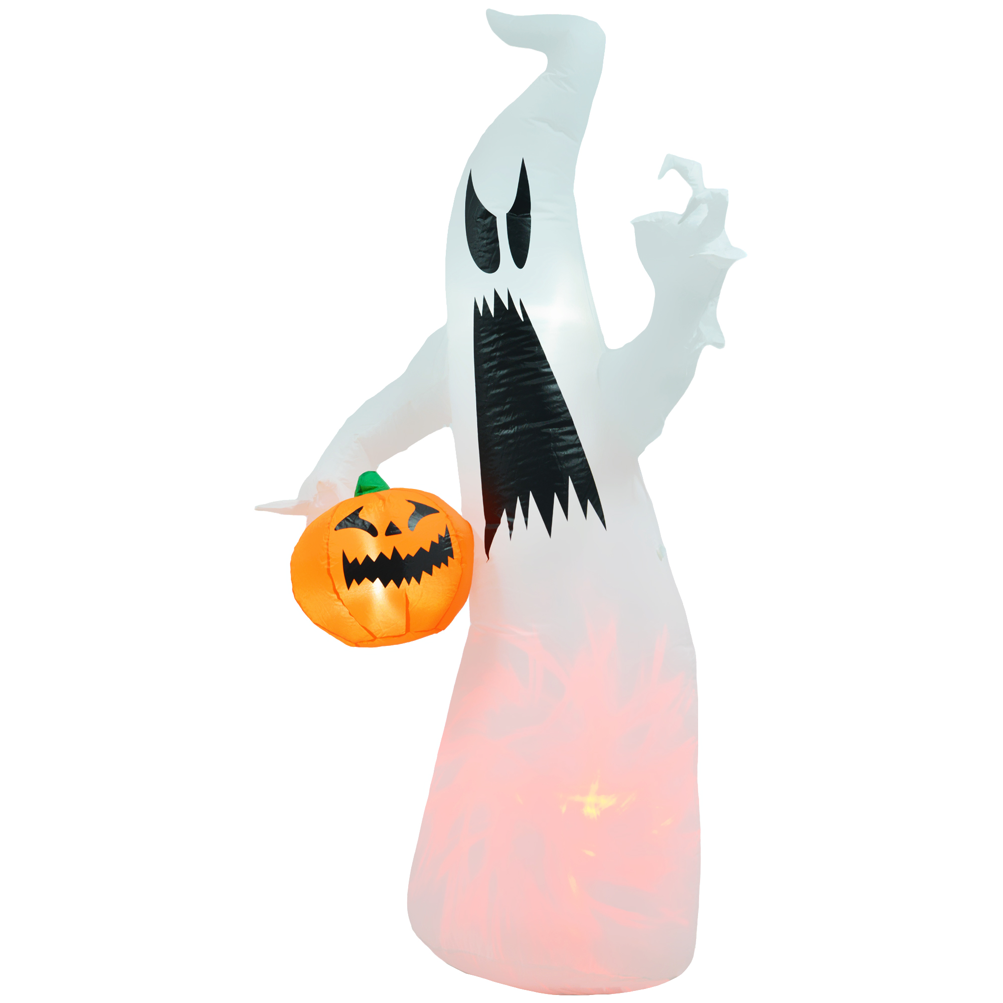 71 in Inflatable Ghost with Pumpkin and Red Light, White, photo 3 of 5