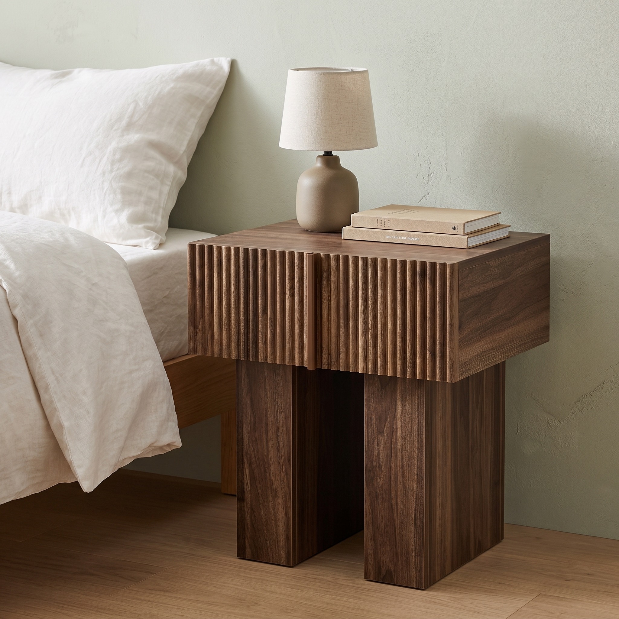 Fluted Nightstand with Drawer, photo 4 of 5