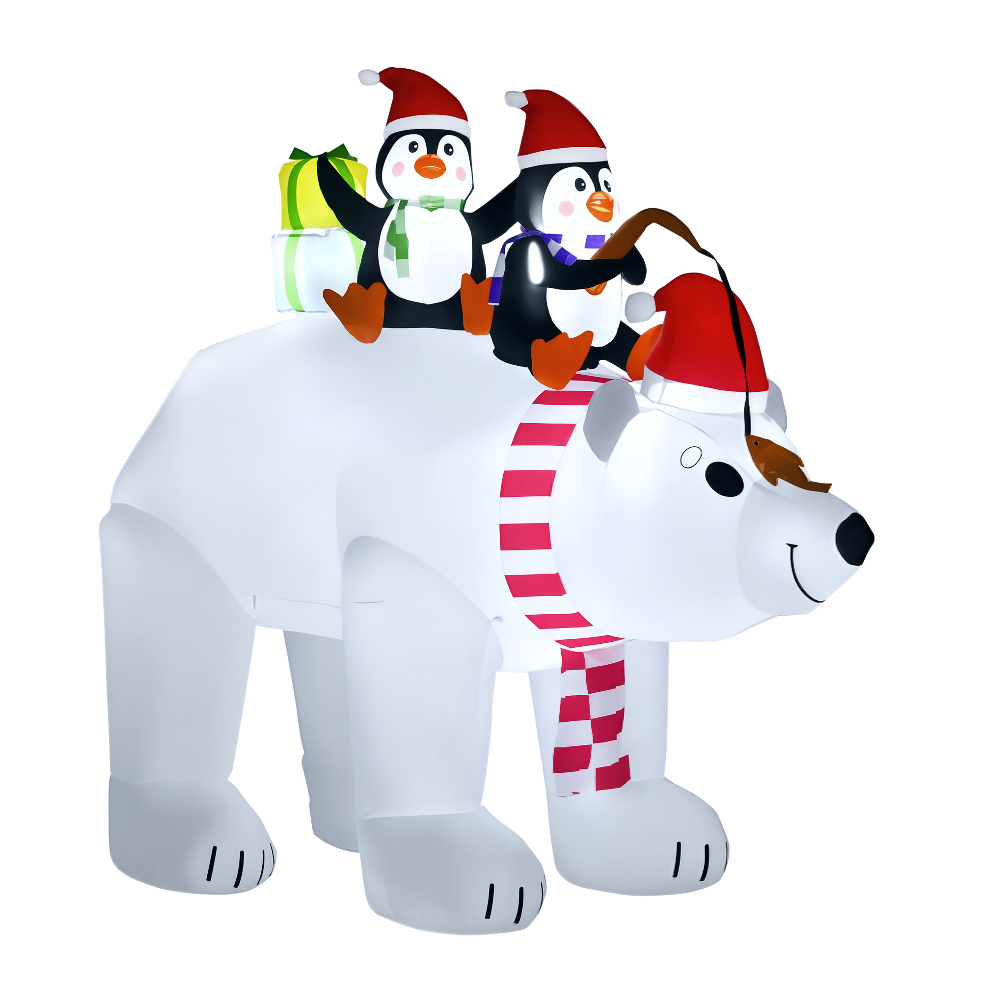 7 ft Christmas Inflatable Polar Bear with Two Penguins, photo 4 of 5