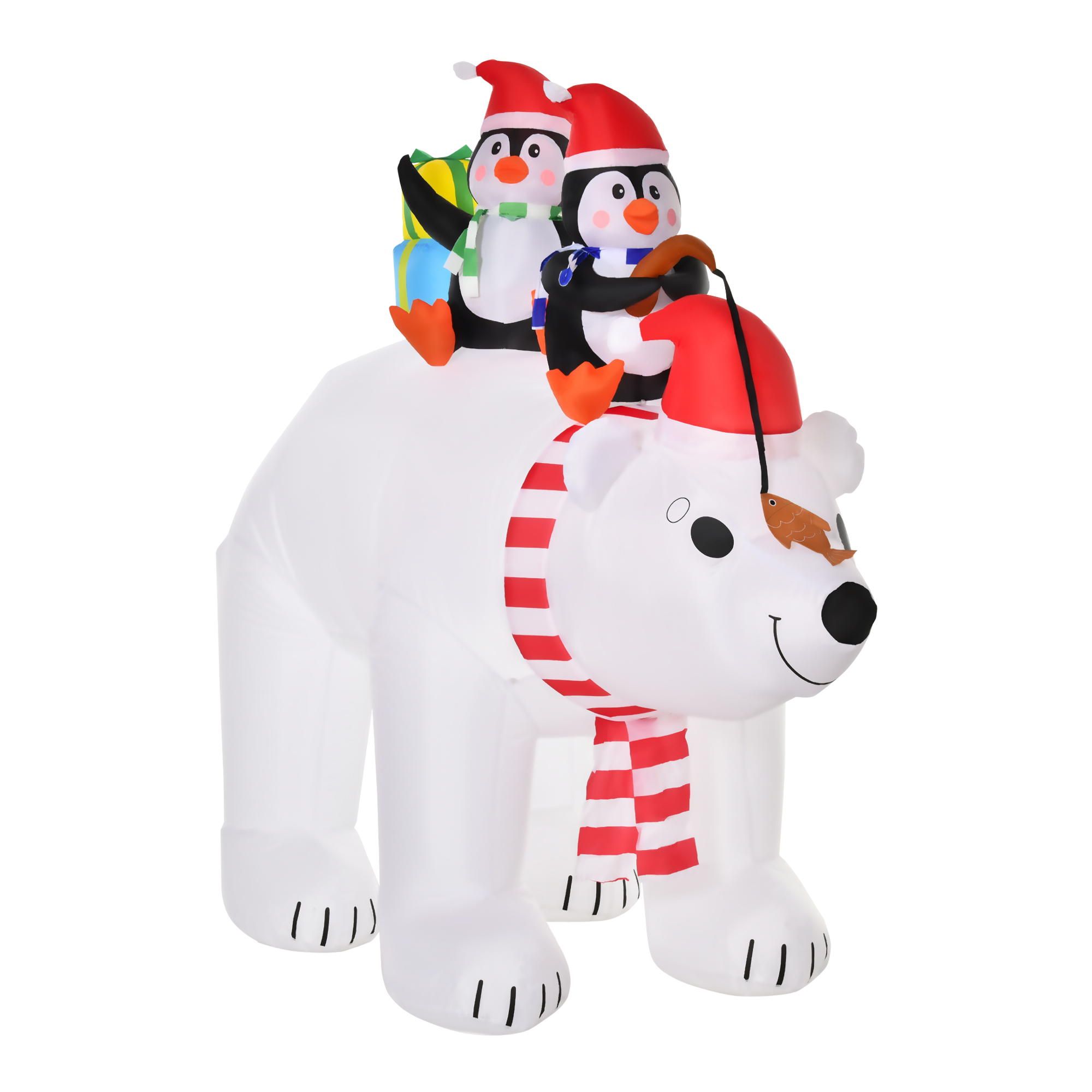 7 ft Christmas Inflatable Polar Bear with Two Penguins, photo 3 of 5