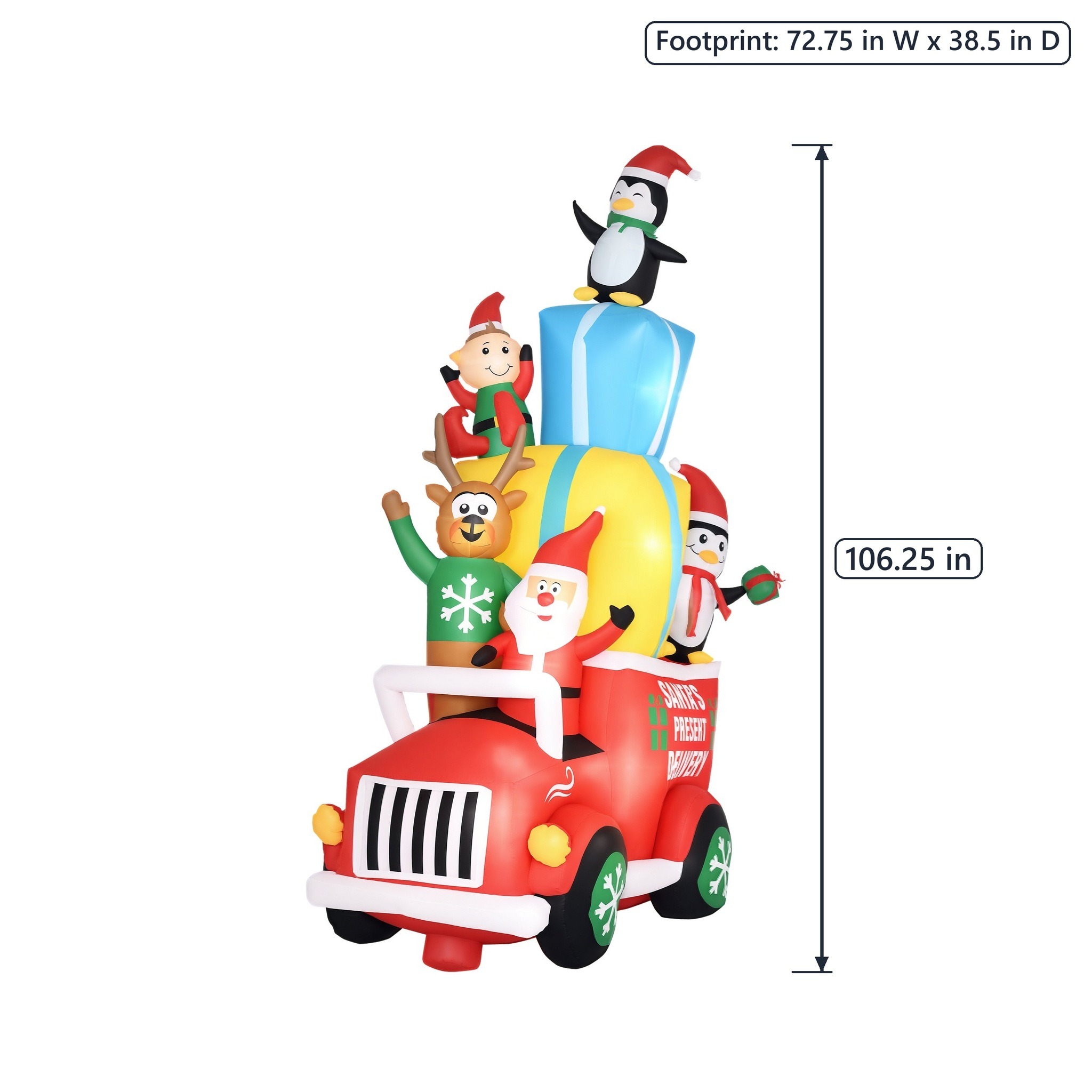 9 ft Christmas Inflatable Santa Gift Car with LED Lights, photo 2 of 5