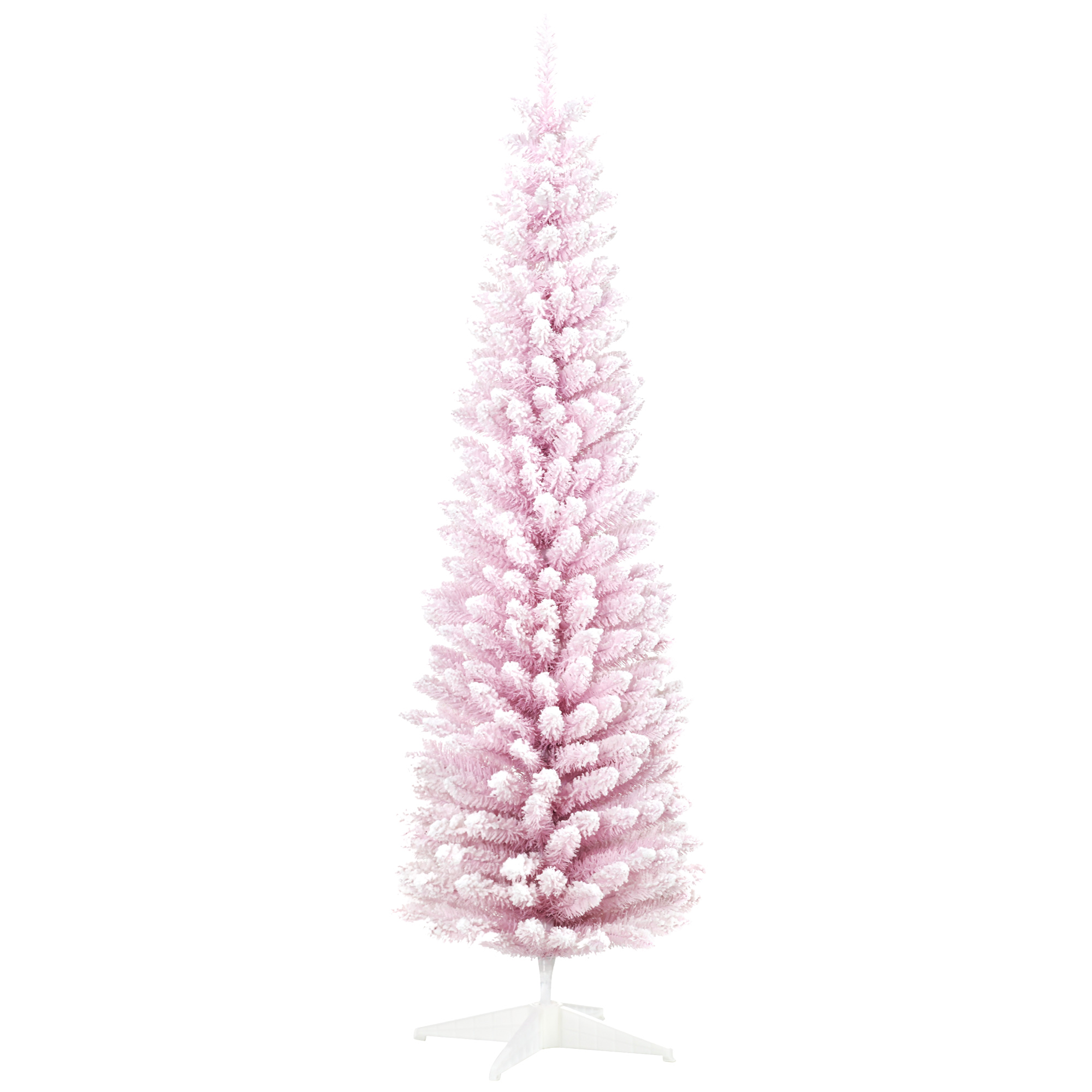 7 ft Pencil Christmas Tree with Snow Flocking, Unlit, Pink, photo 3 of 5