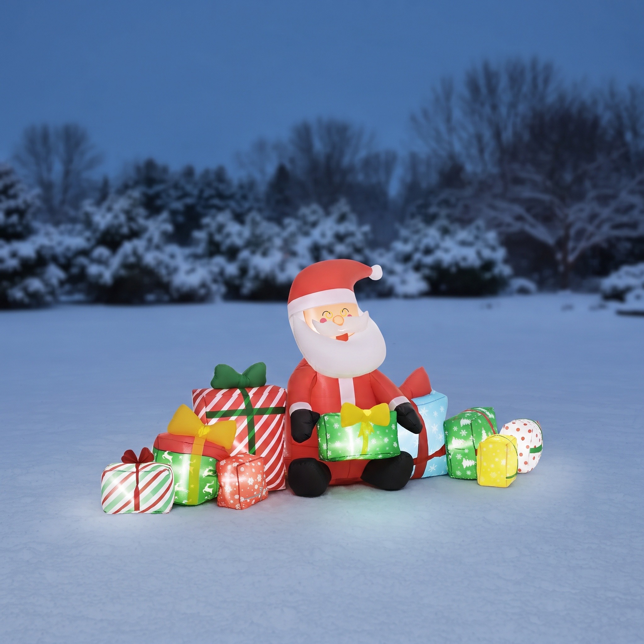 Christmas Inflatable Santa with Gift Boxes, 118 in Wide, photo 1 of 5