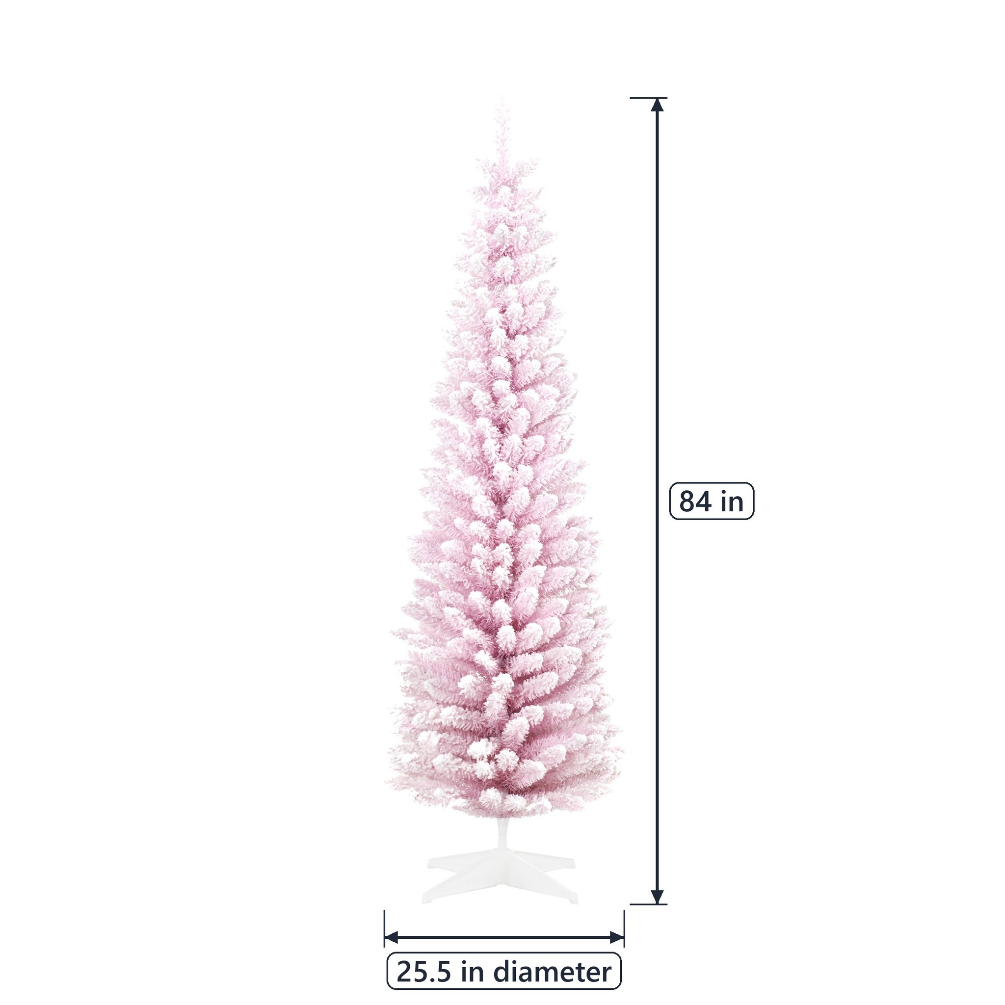 7 ft Pencil Christmas Tree with Snow Flocking, Unlit, Pink, photo 2 of 5