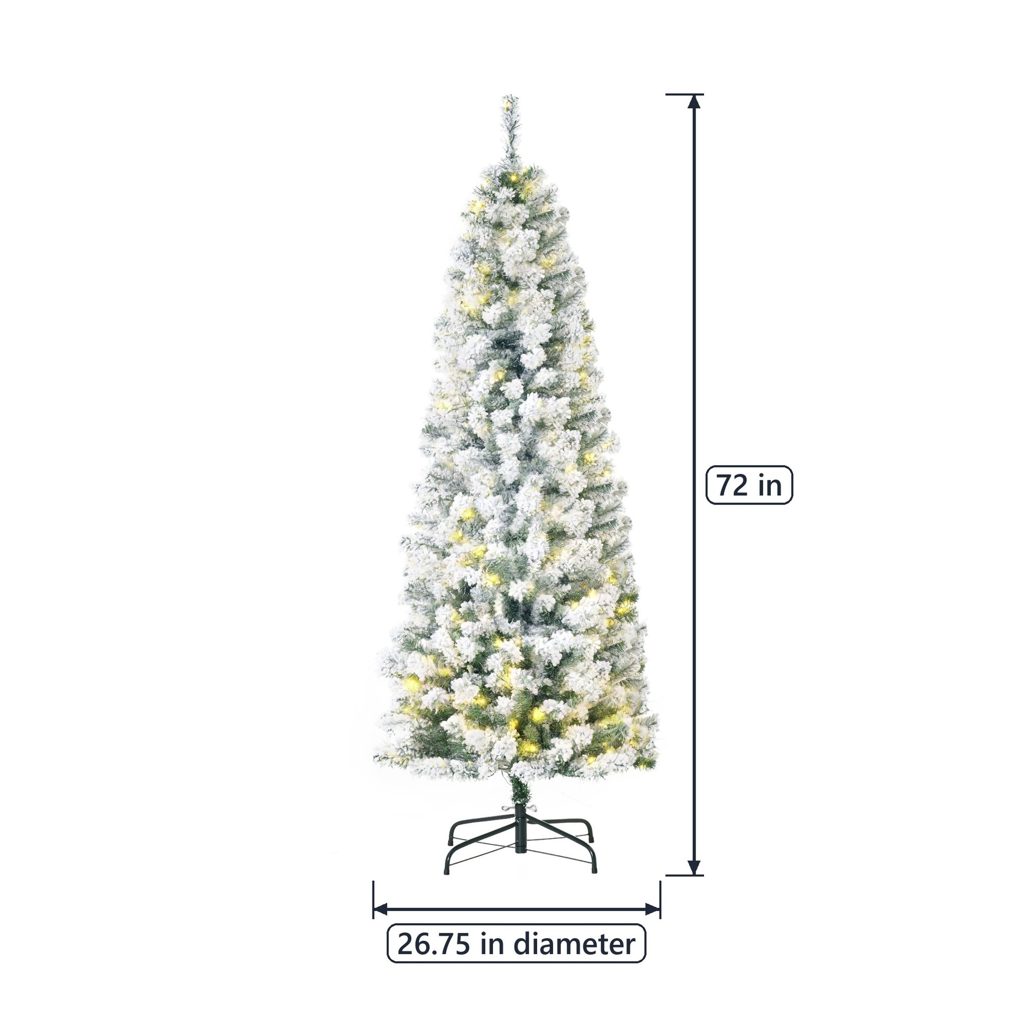 6 ft Pencil Christmas Tree, Pre-Lit and Flocked, photo 2 of 5