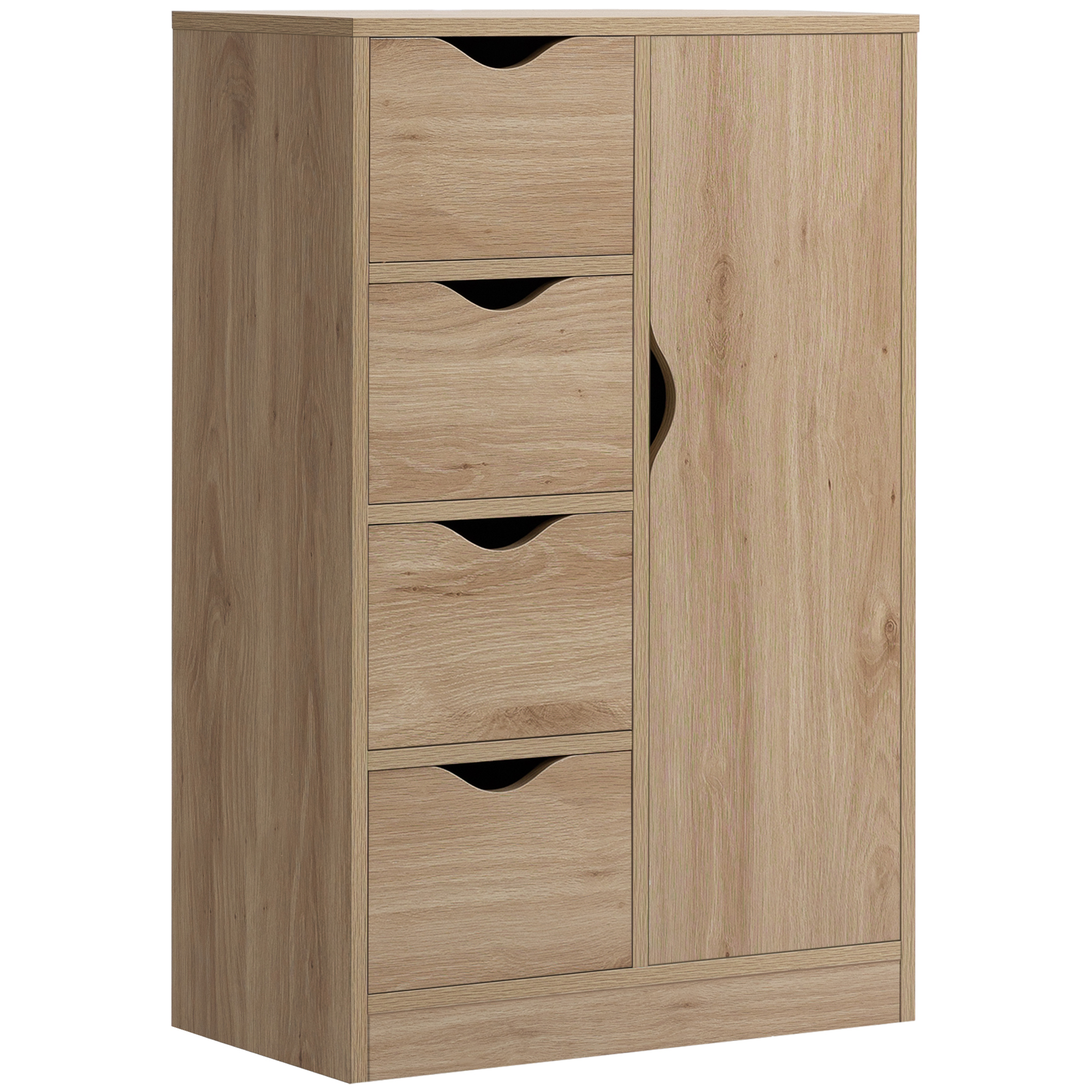 4-Drawer Storage Cabinet with Door, 21 in, Oak, photo 3 of 5