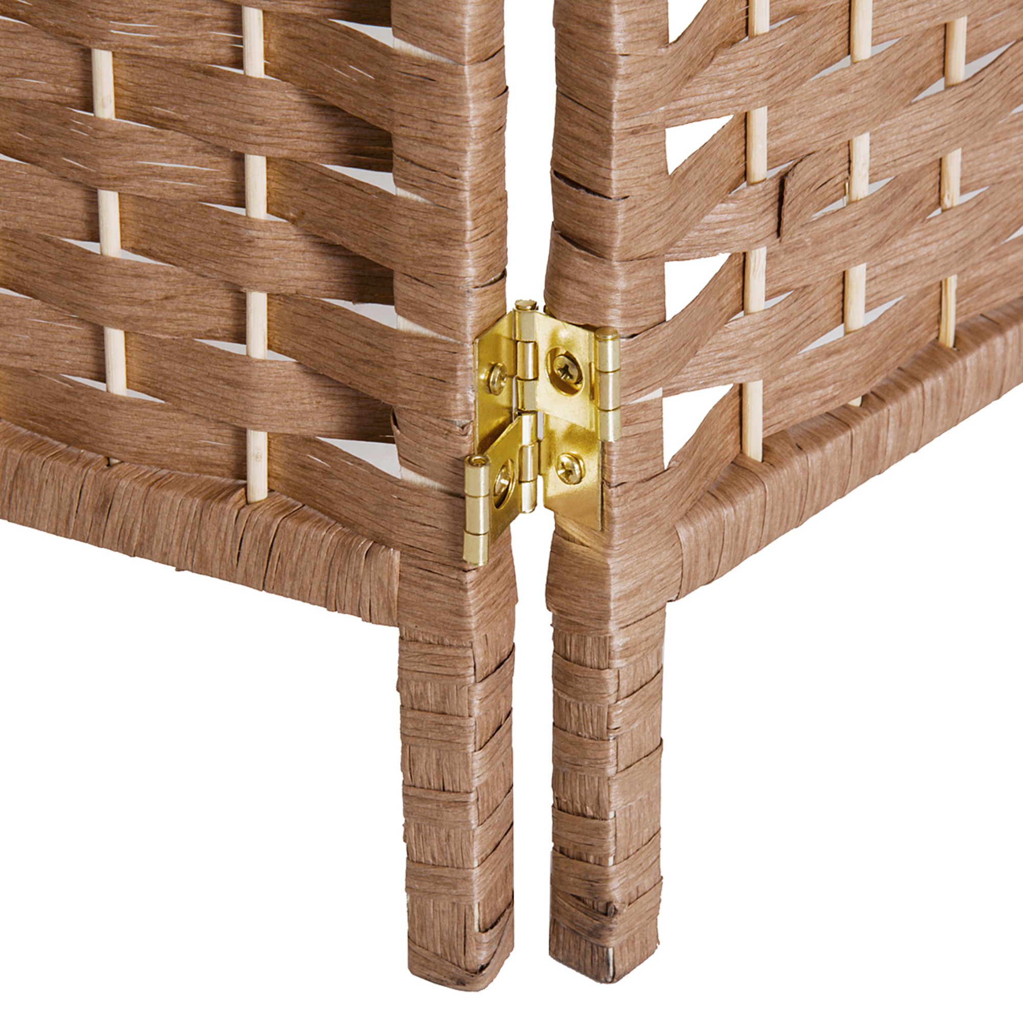 6-Panel Room Divider with Paper Rope Weave, Natural, photo 4 of 5