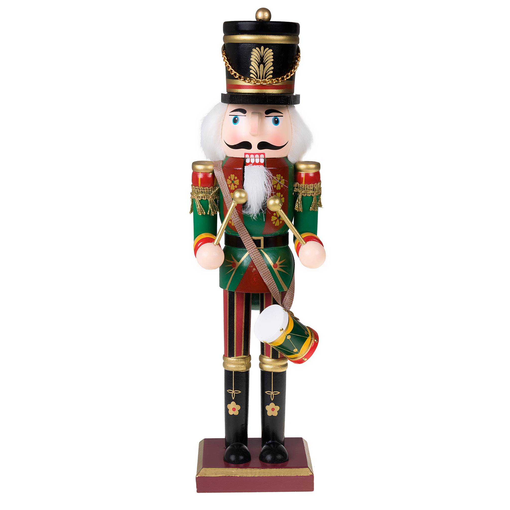 12 in Wooden Nutcracker with Drum, Green, photo 3 of 5