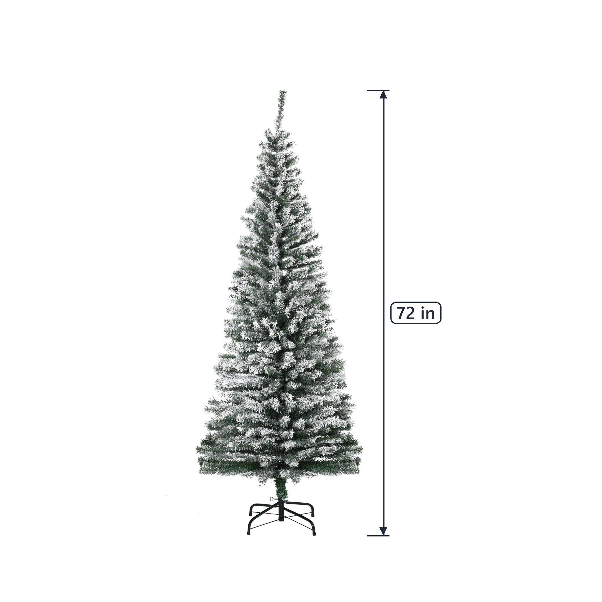 6 ft Christmas Tree with Faux Snow, Pencil, Green, photo 2 of 5