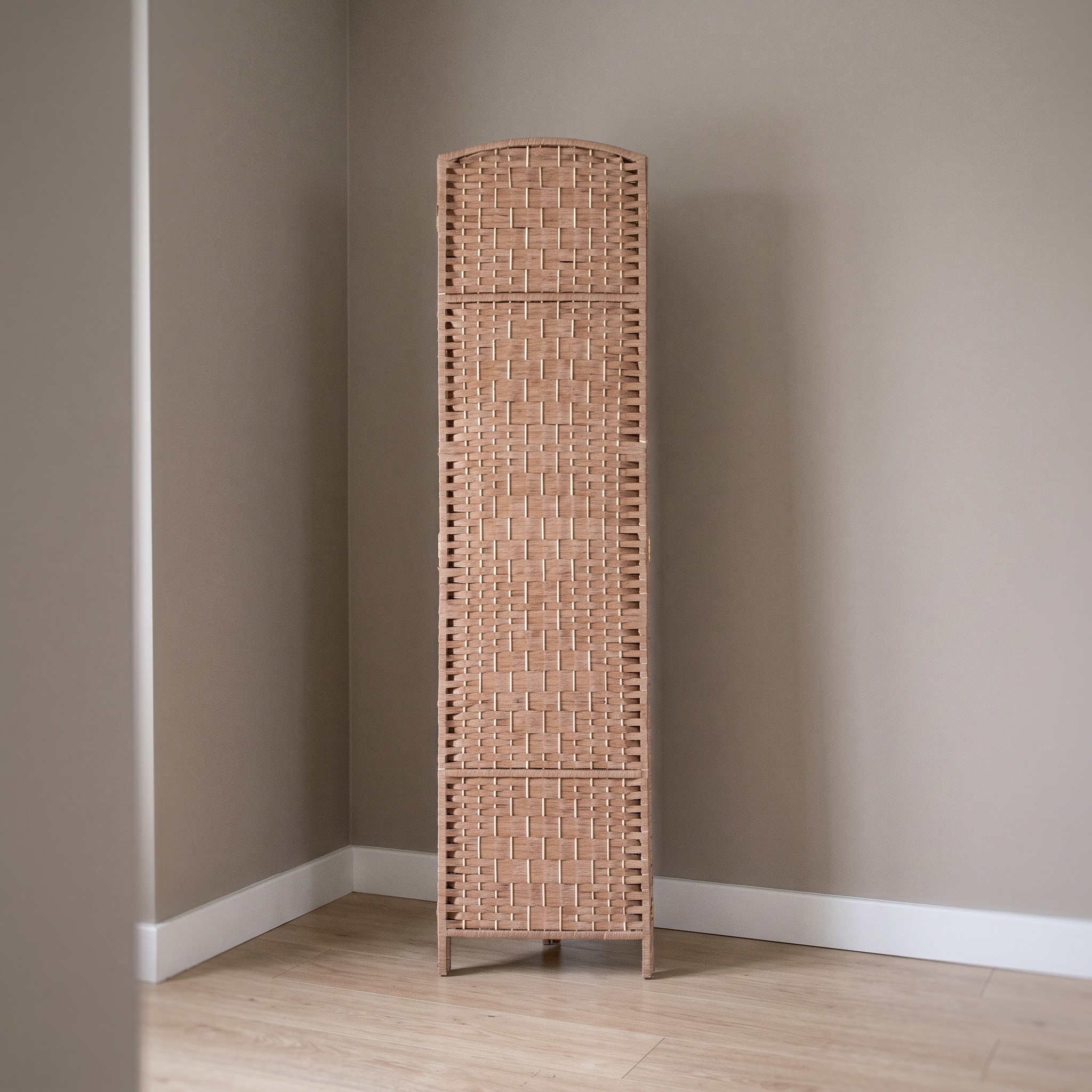 6-Panel Room Divider with Paper Rope Weave, Natural, photo 2 of 5