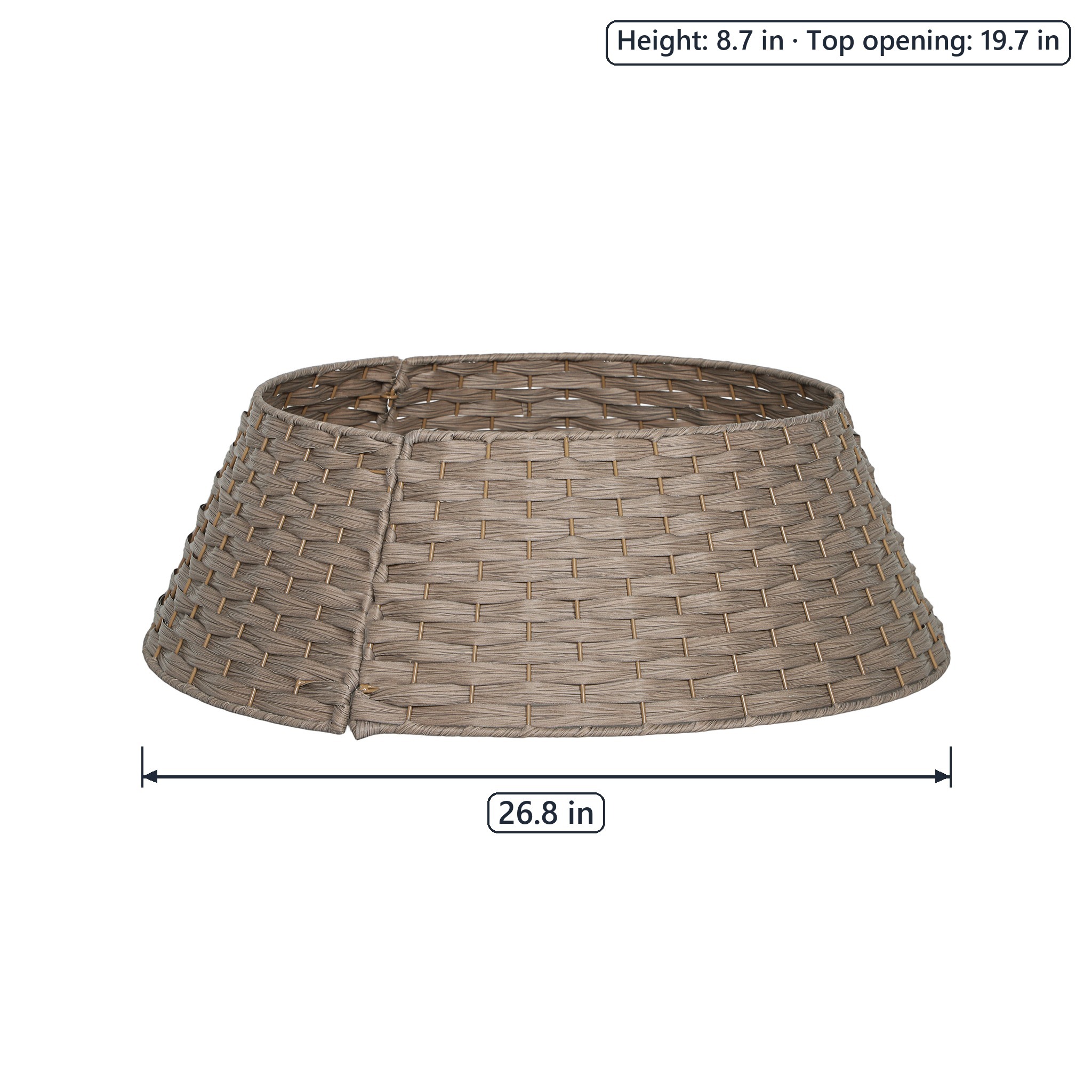 Christmas Tree Collar with Woven Panels, 27 in, Coffee, photo 2 of 5