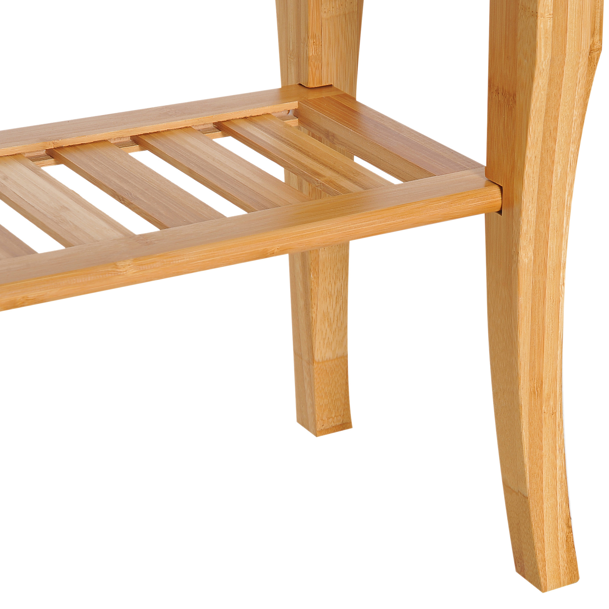 Bamboo Shower Bench with Lower Shelf, Natural Wood, photo 5 of 5