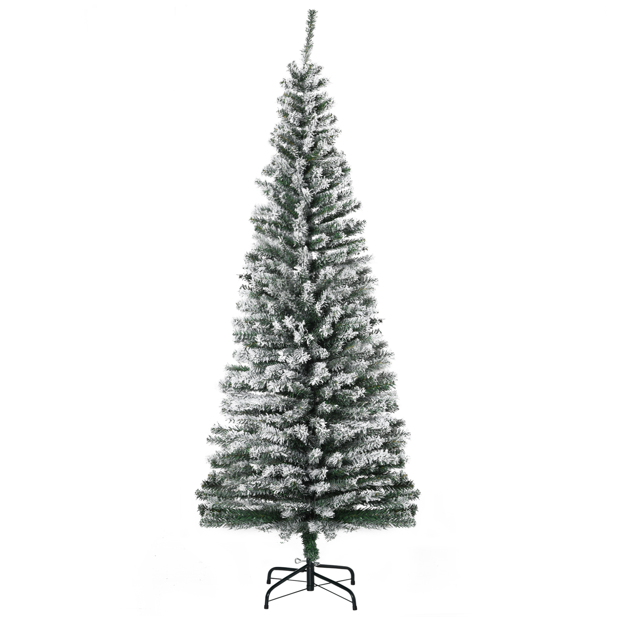 6 ft Christmas Tree with Faux Snow, Pencil, Green, photo 4 of 5