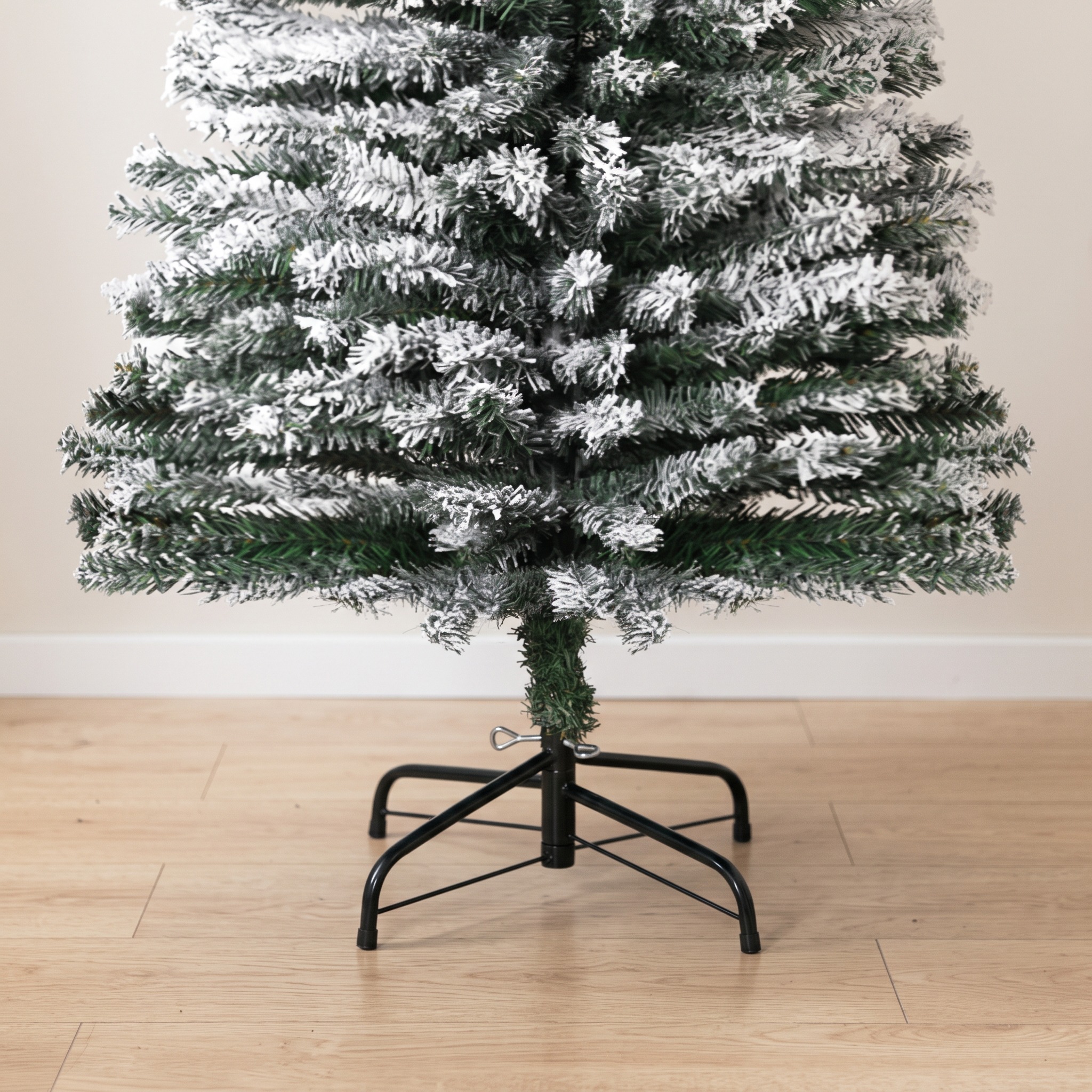 6 ft Christmas Tree with Faux Snow, Pencil, Green, photo 3 of 5