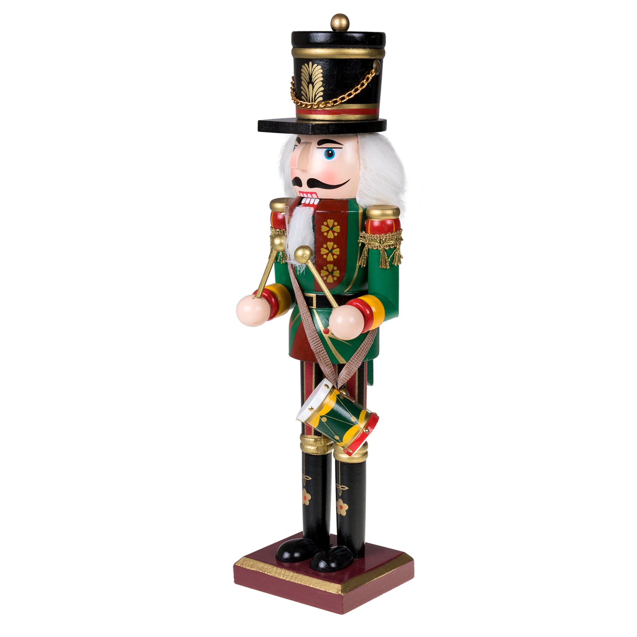 12 in Wooden Nutcracker with Drum, Green, photo 4 of 5