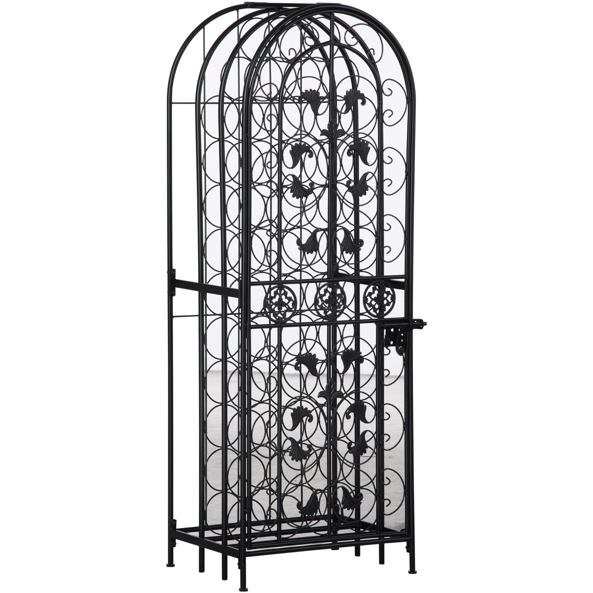 45-Bottle Iron Wine Rack with Lockable Door, Black, photo 4 of 5