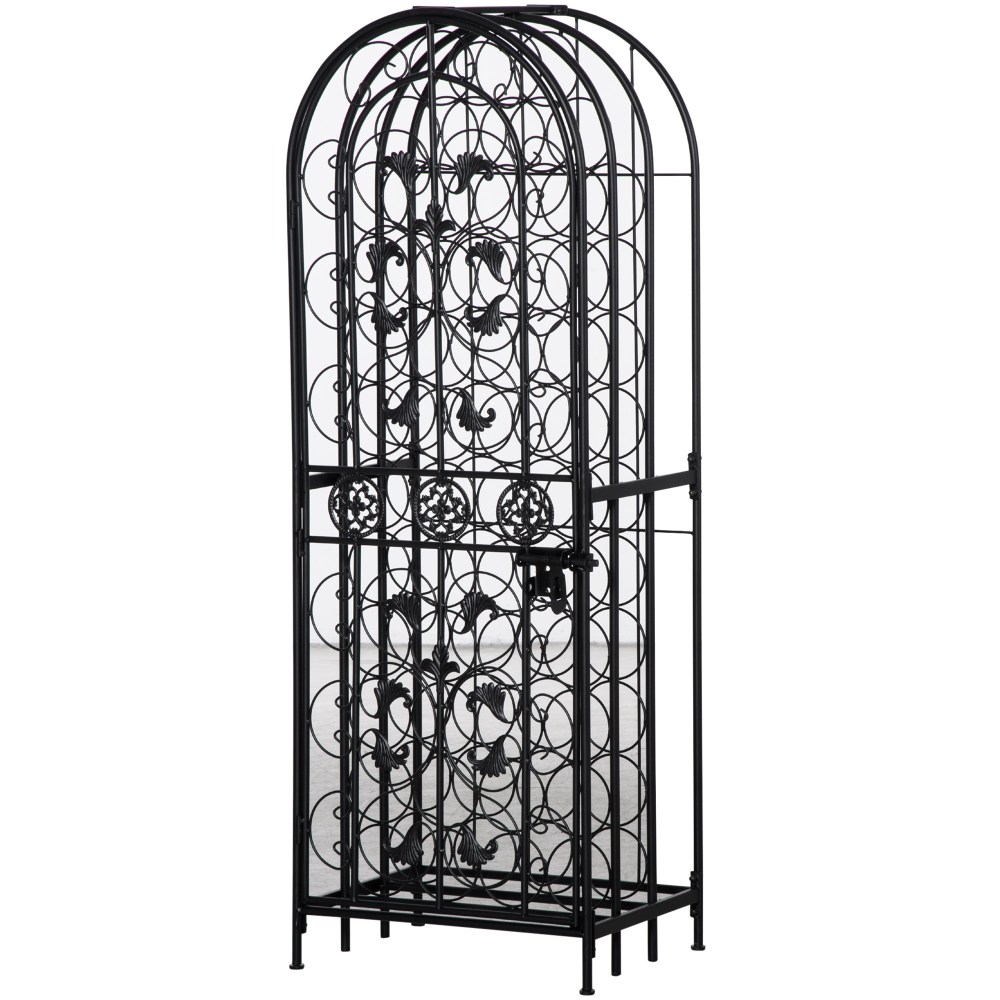45-Bottle Iron Wine Rack with Lockable Door, Black, photo 5 of 5