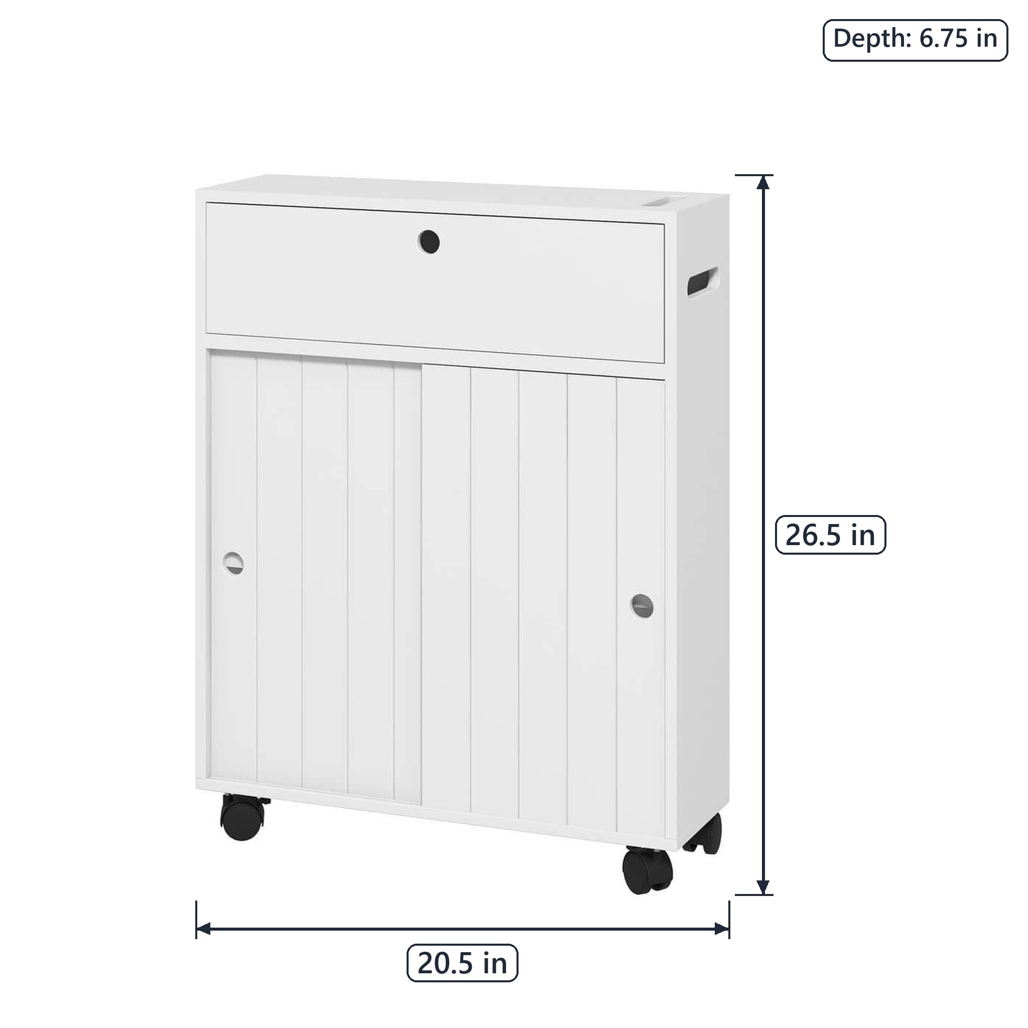Slim Bathroom Cabinet with Sliding Doors, White, photo 2 of 5