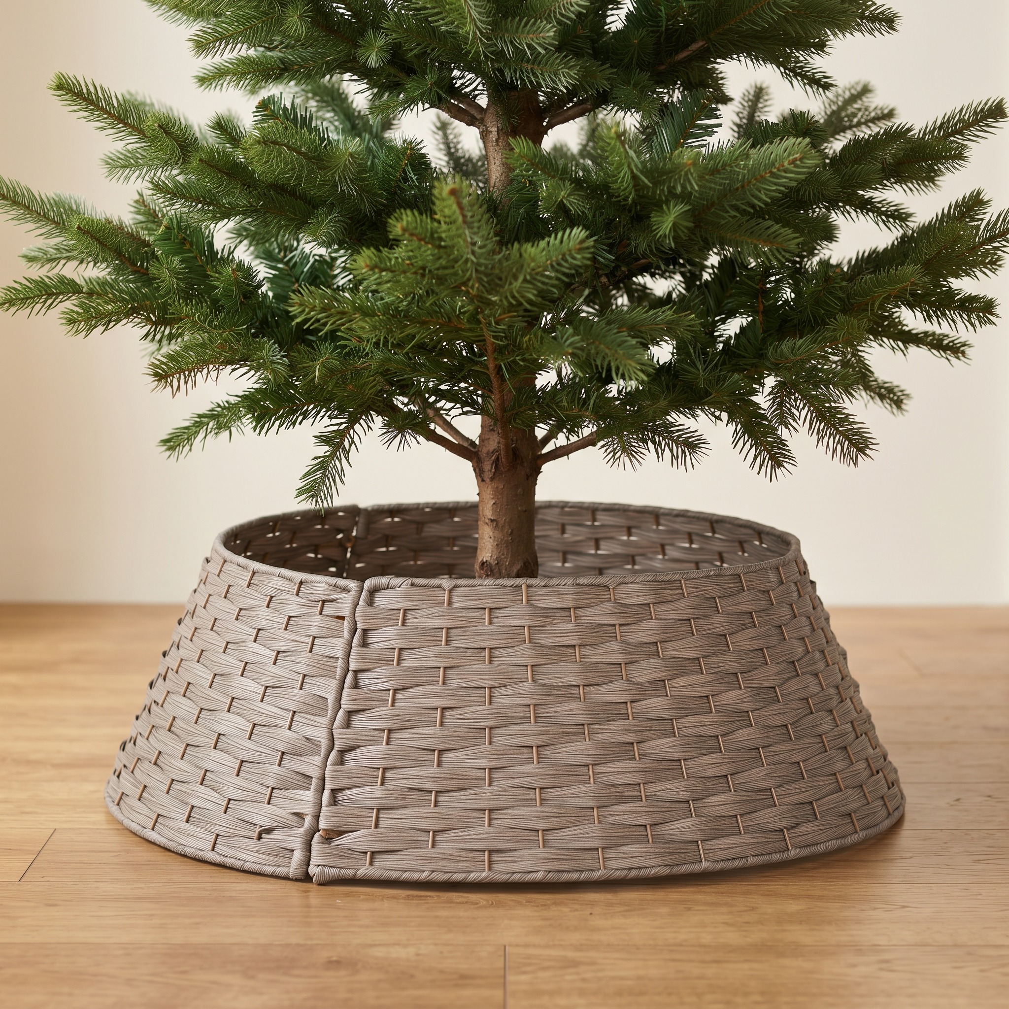 Christmas Tree Collar with Woven Panels, 27 in, Coffee, photo 1 of 5