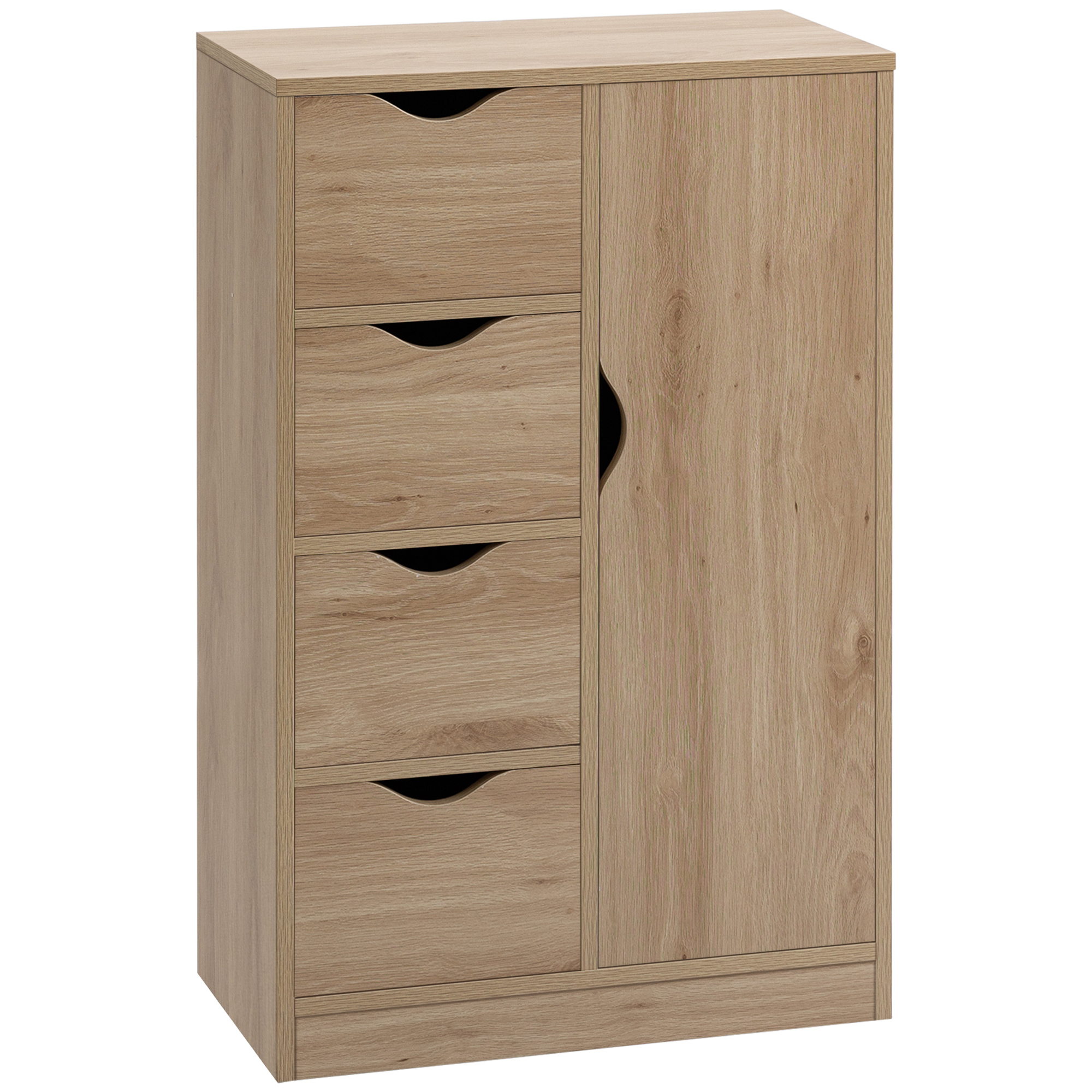 4-Drawer Storage Cabinet with Door, 21 in, Oak, photo 4 of 5
