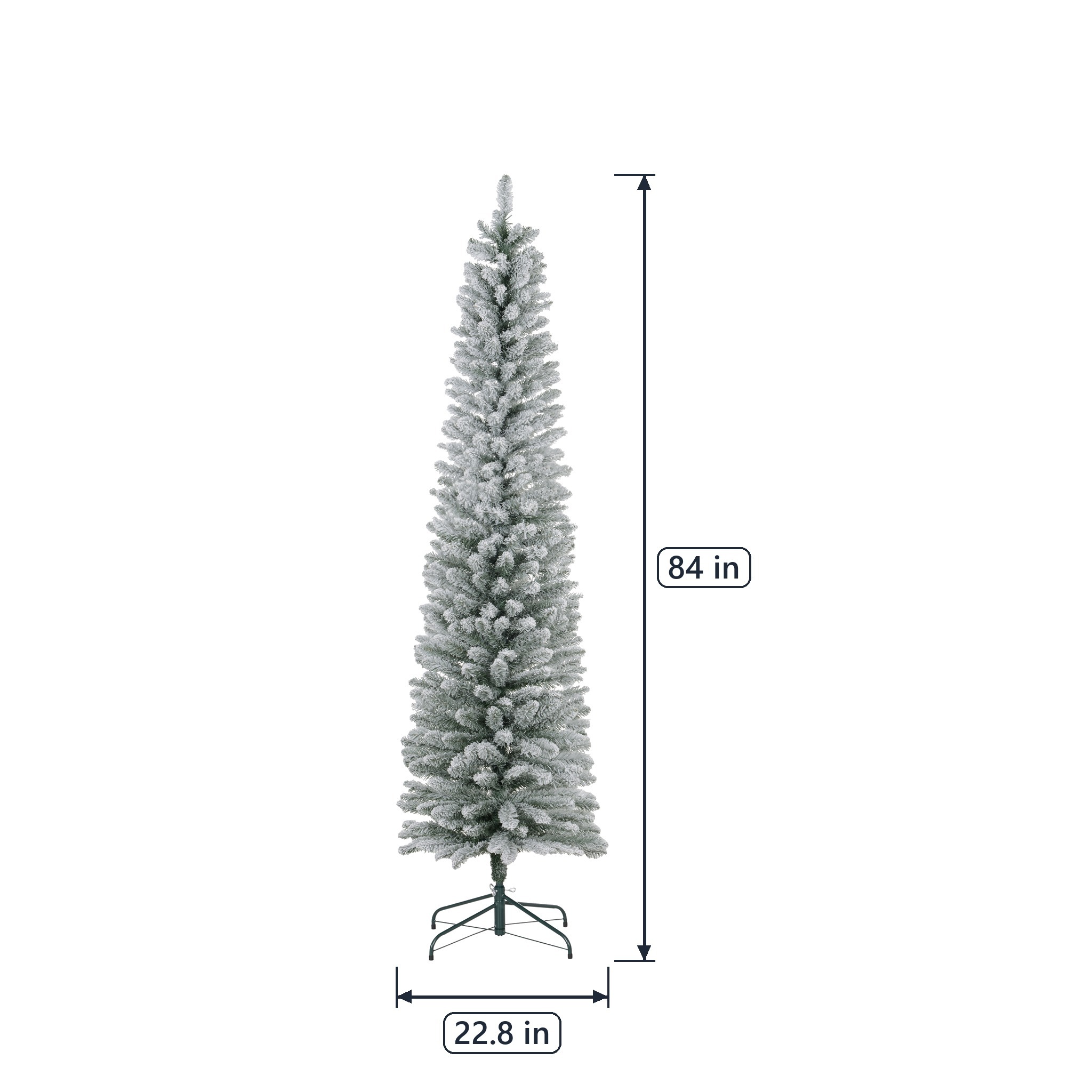 7 ft Christmas Tree with Snow Flocking, Pencil, Green, photo 2 of 5