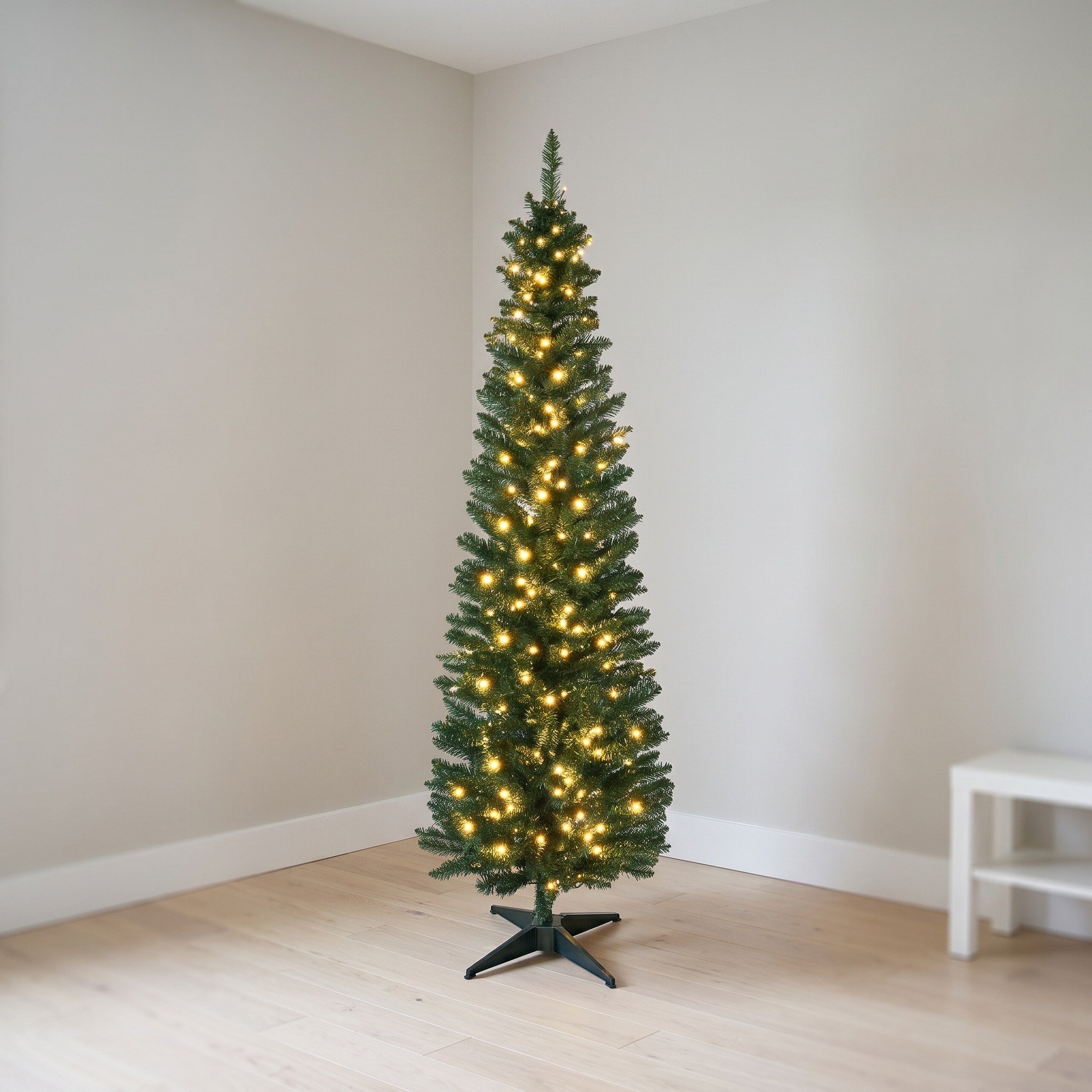 6 ft Christmas Tree with 200 Warm White LEDs, Pencil, Green, photo 2 of 5