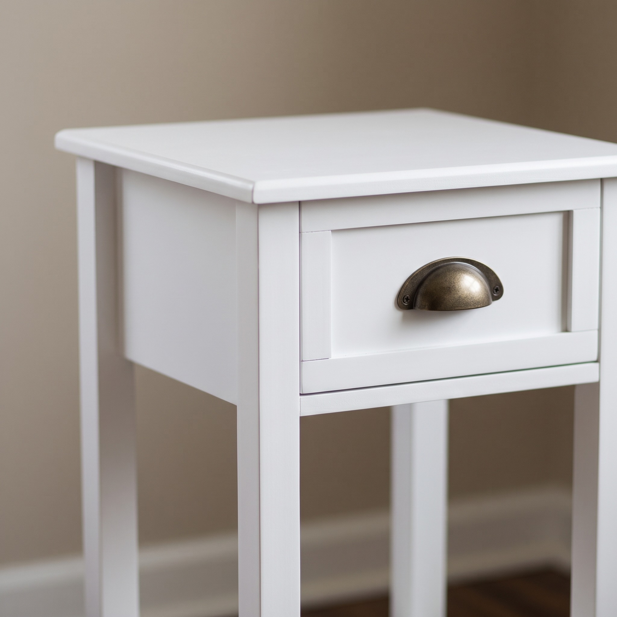 12 in Side Table with Drawer and Shelf, White, photo 5 of 5