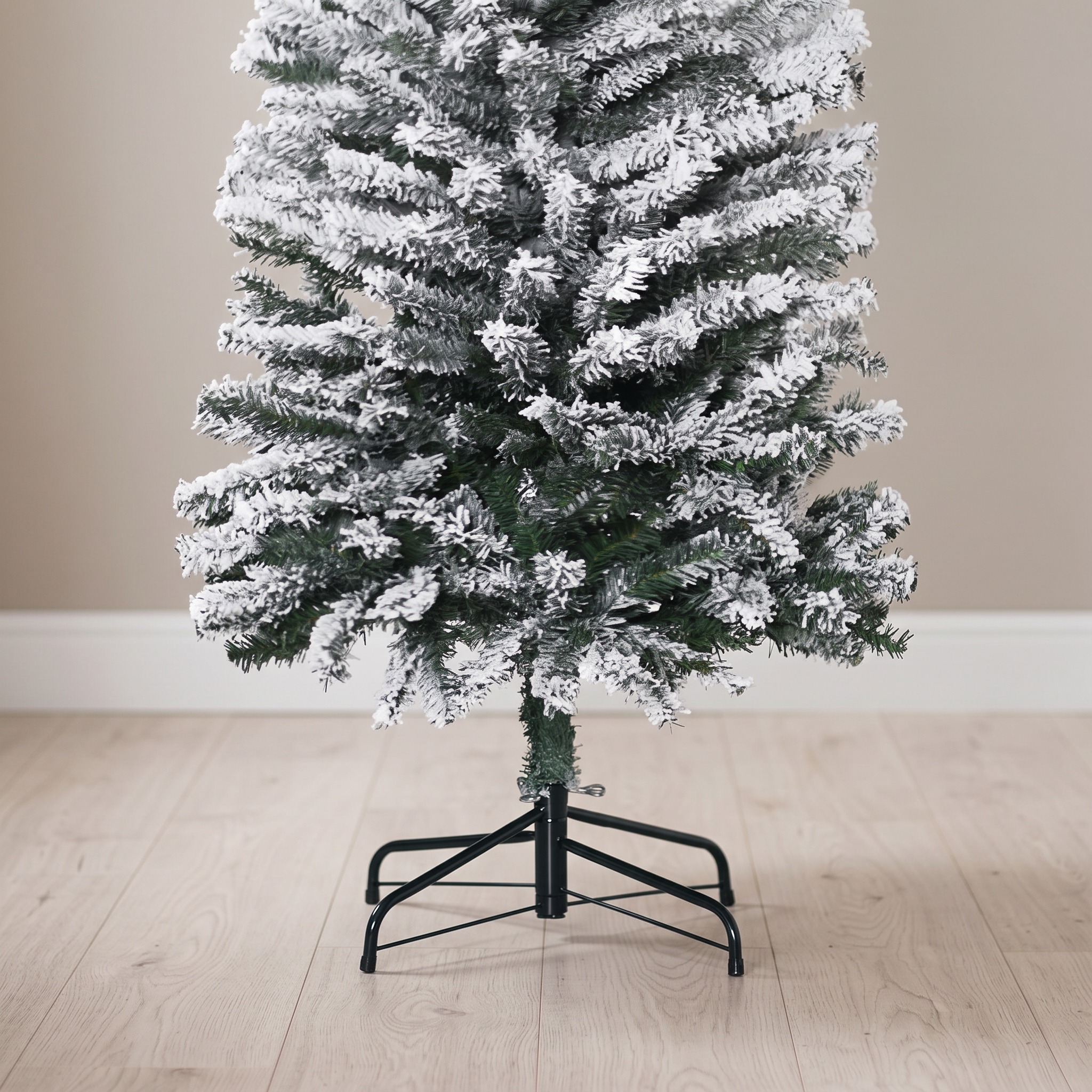 Pencil Christmas Tree with Snow Flocking, 90 in, Green, photo 3 of 5