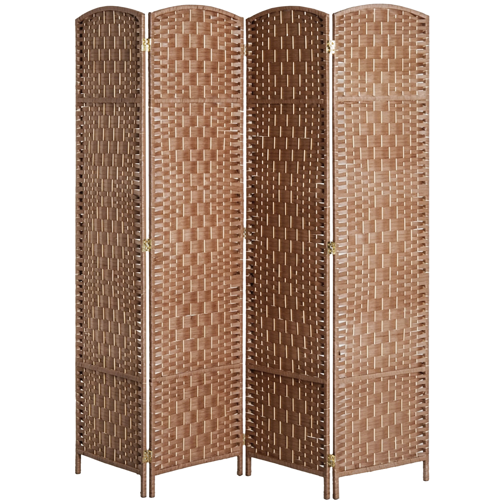4-Panel Room Divider with Paper Rope Weave, Natural, photo 5 of 5