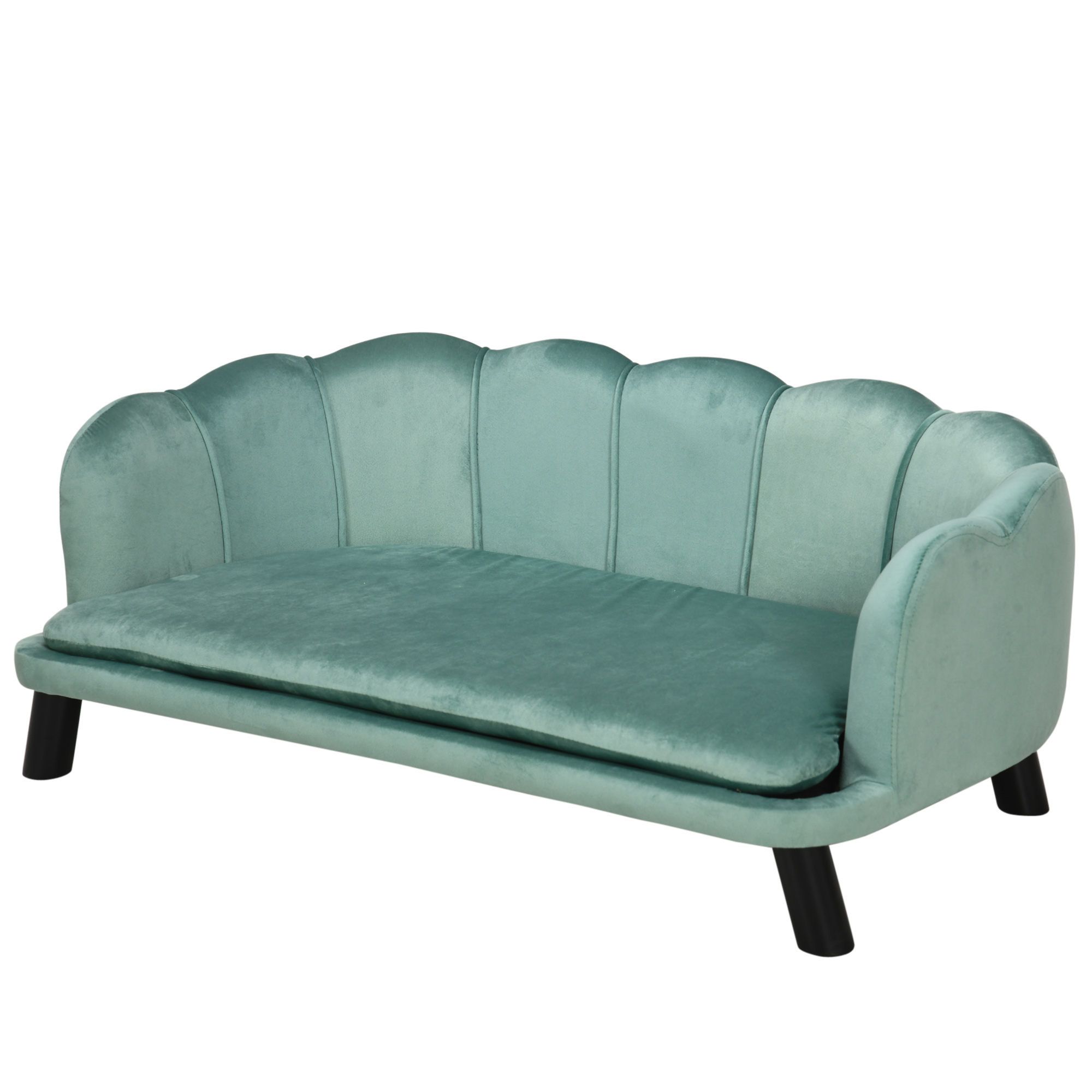 Velvet Pet Sofa with Scalloped Back, 39 in, Green, photo 3 of 5