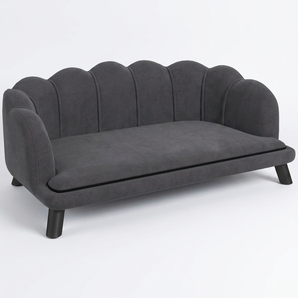 39 in Pet Sofa with Scalloped Back, Charcoal Gray, photo 4 of 5