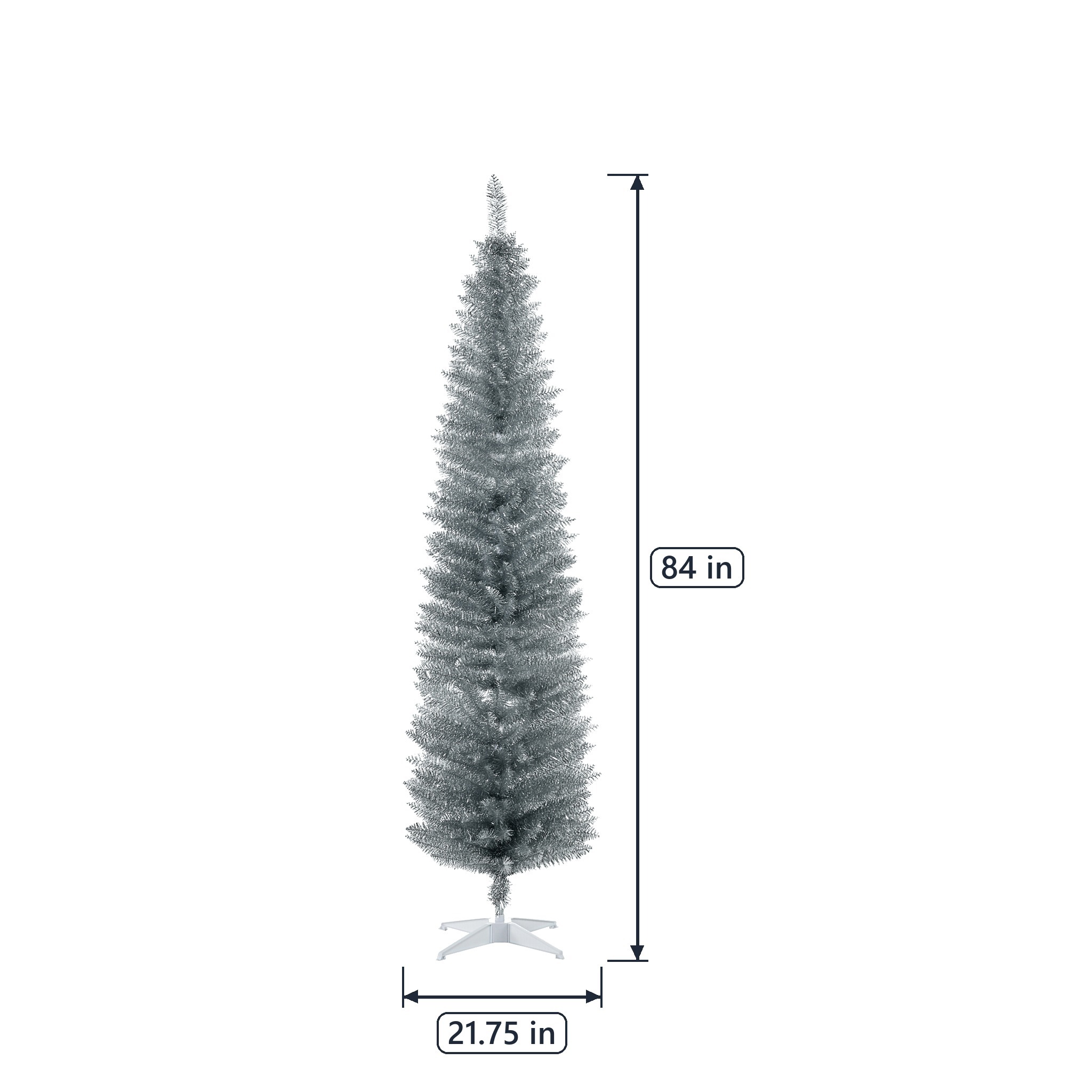 7 ft Pencil Christmas Tree with Tinsel, Unlit, Silver, photo 2 of 5