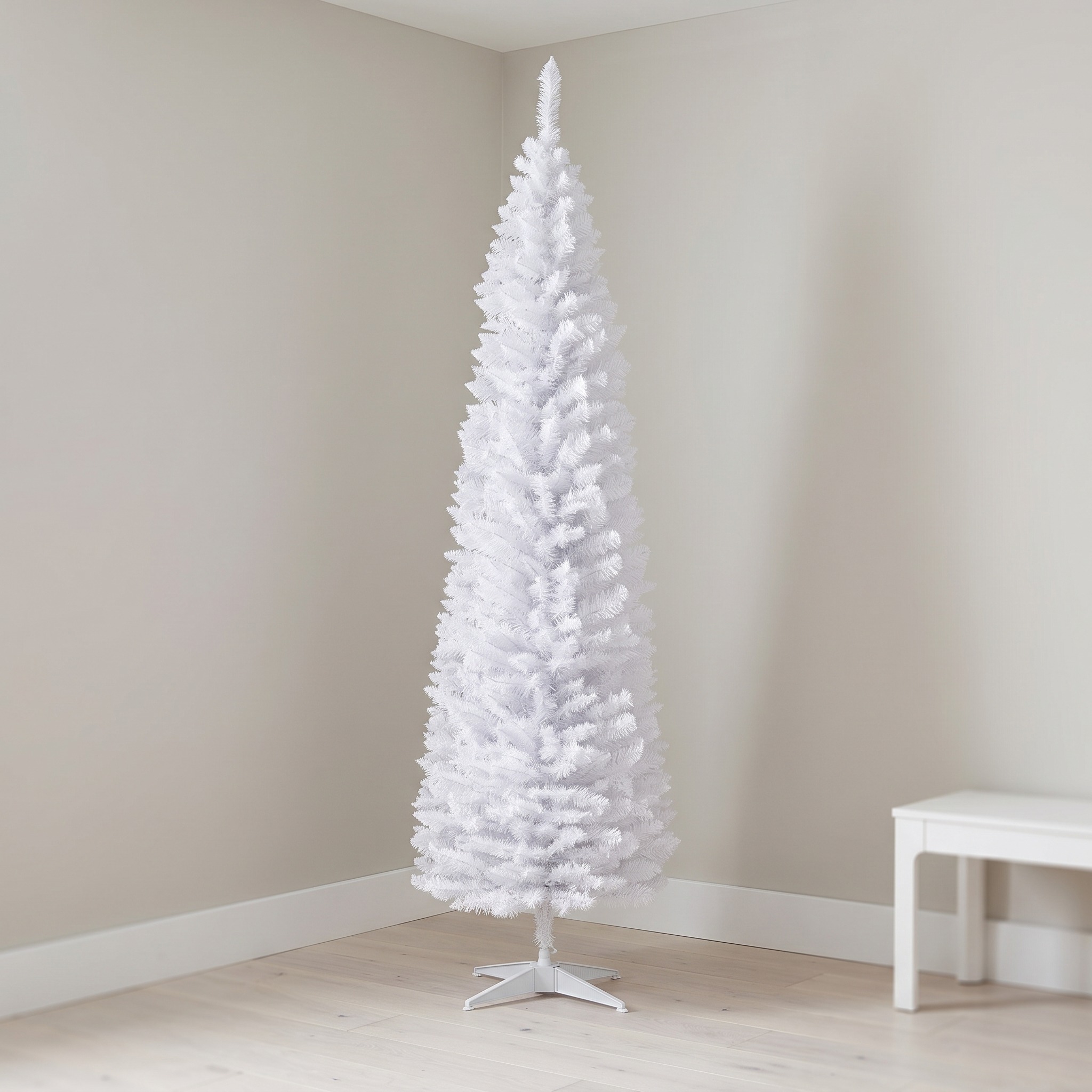 7 ft Pencil Christmas Tree, Unlit, White, photo 1 of 5