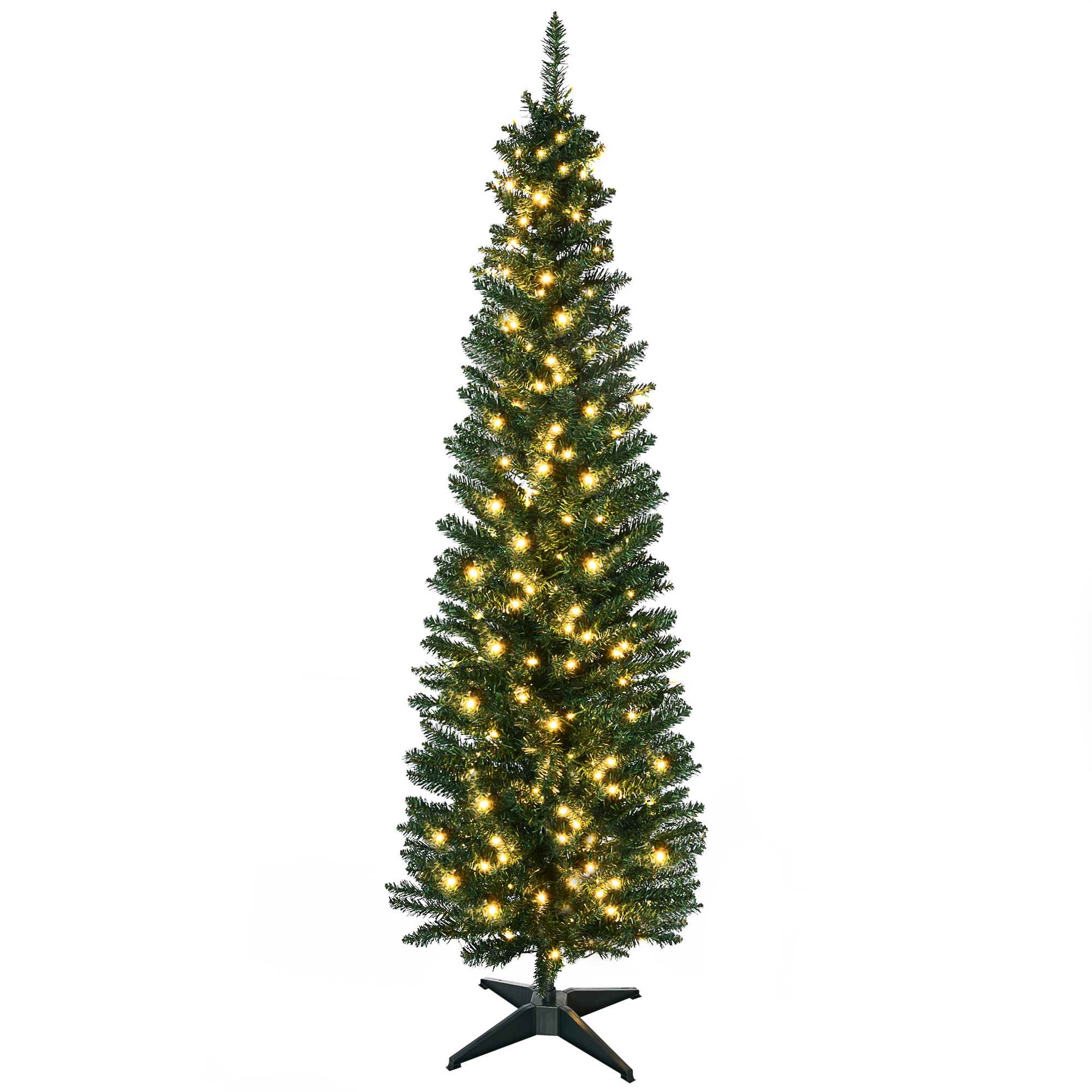 6 ft Christmas Tree with 200 Warm White LEDs, Pencil, Green, photo 5 of 5