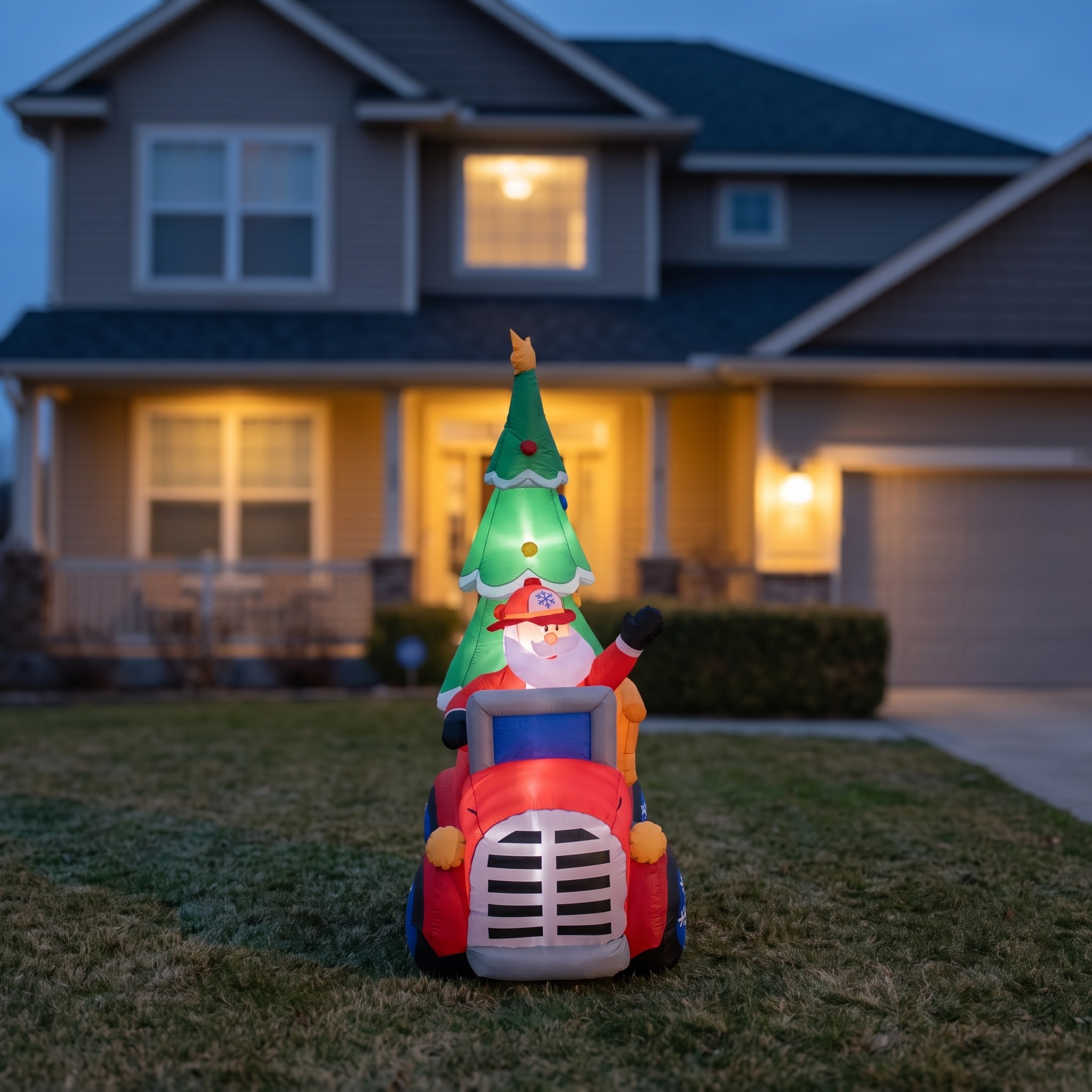 Inflatable Santa Fire Truck with LED Lights, Red, photo 2 of 5