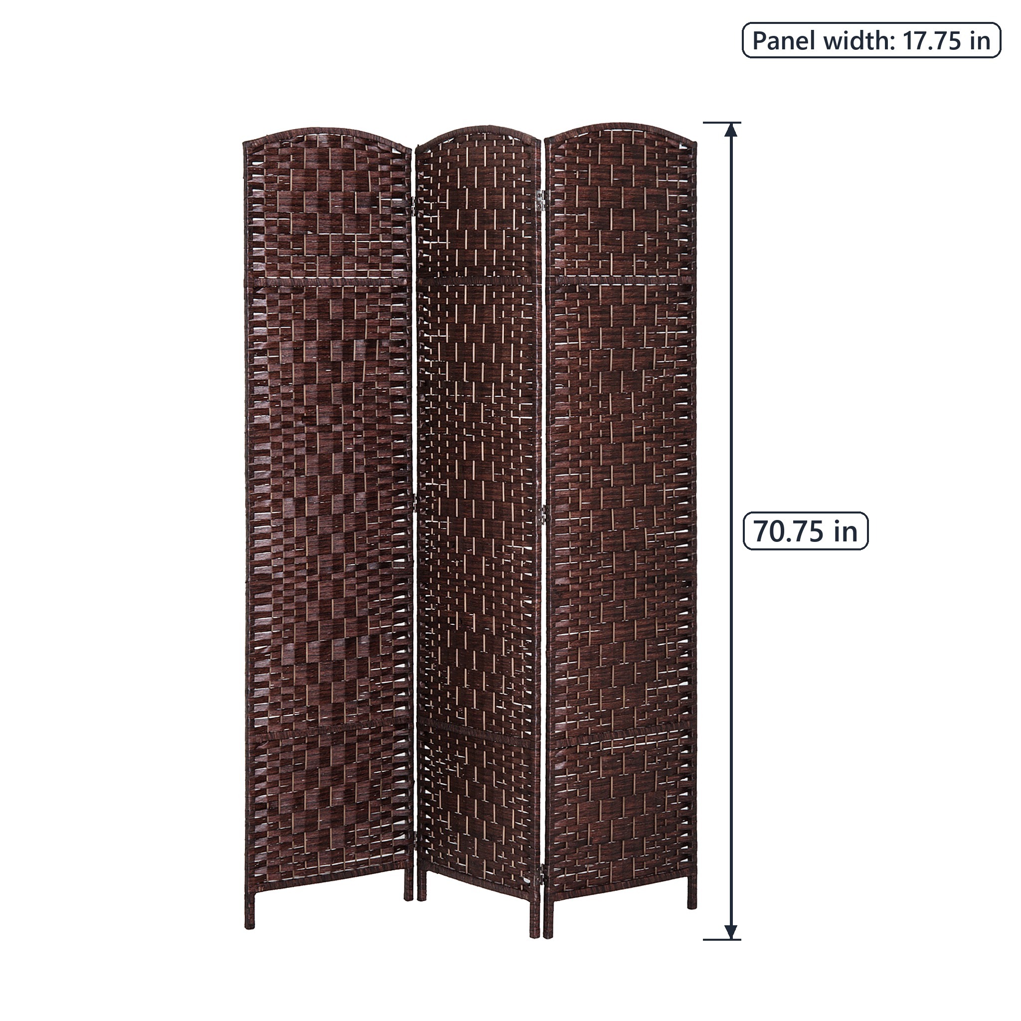 3-Panel Room Divider with Diamond Weave, Brown, photo 2 of 5