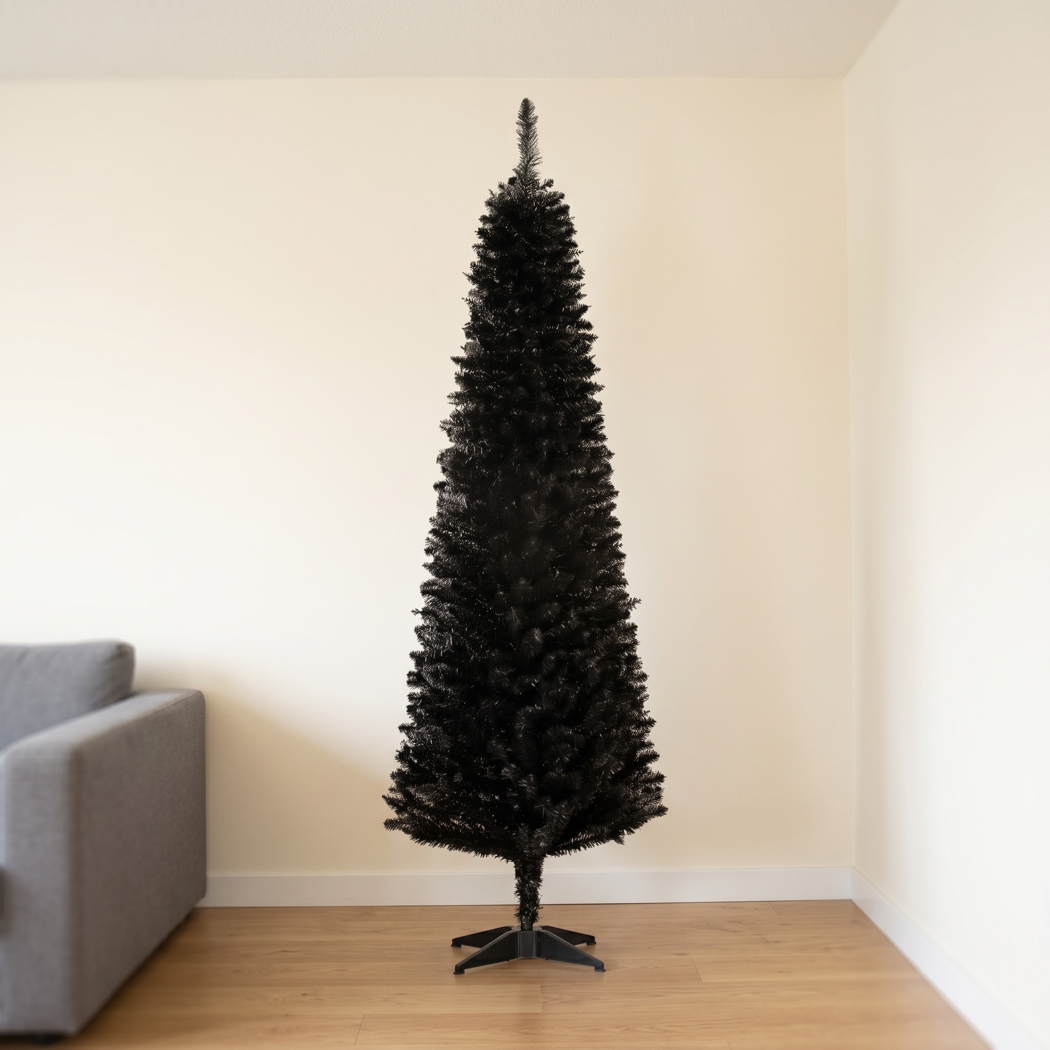 6 ft Pencil Christmas Tree, Unlit, Black, photo 1 of 5