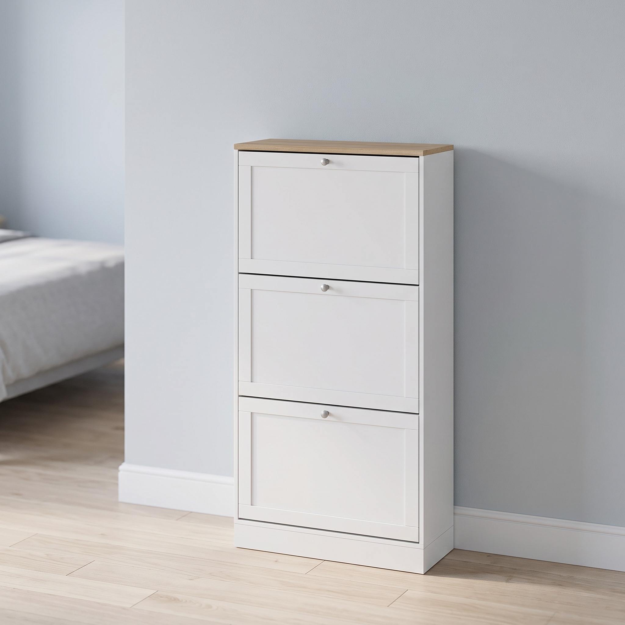 Shoe Cabinet with 3 Flip Drawers, White, photo 3 of 5