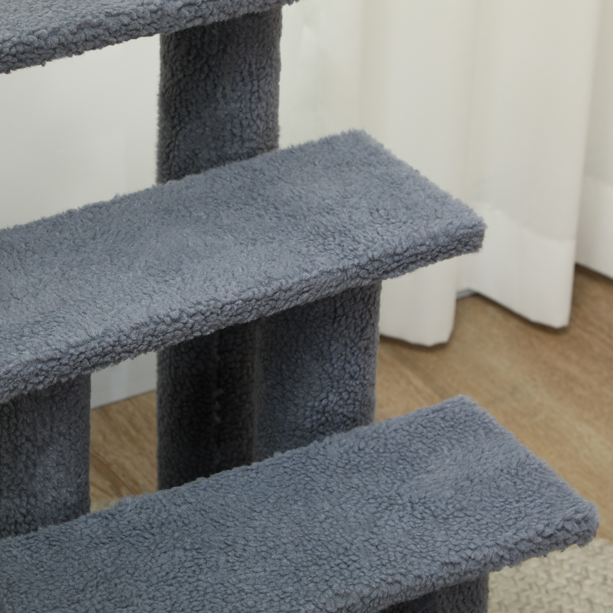 4-Step Pet Stairs with Scratching Posts, Gray, photo 4 of 5
