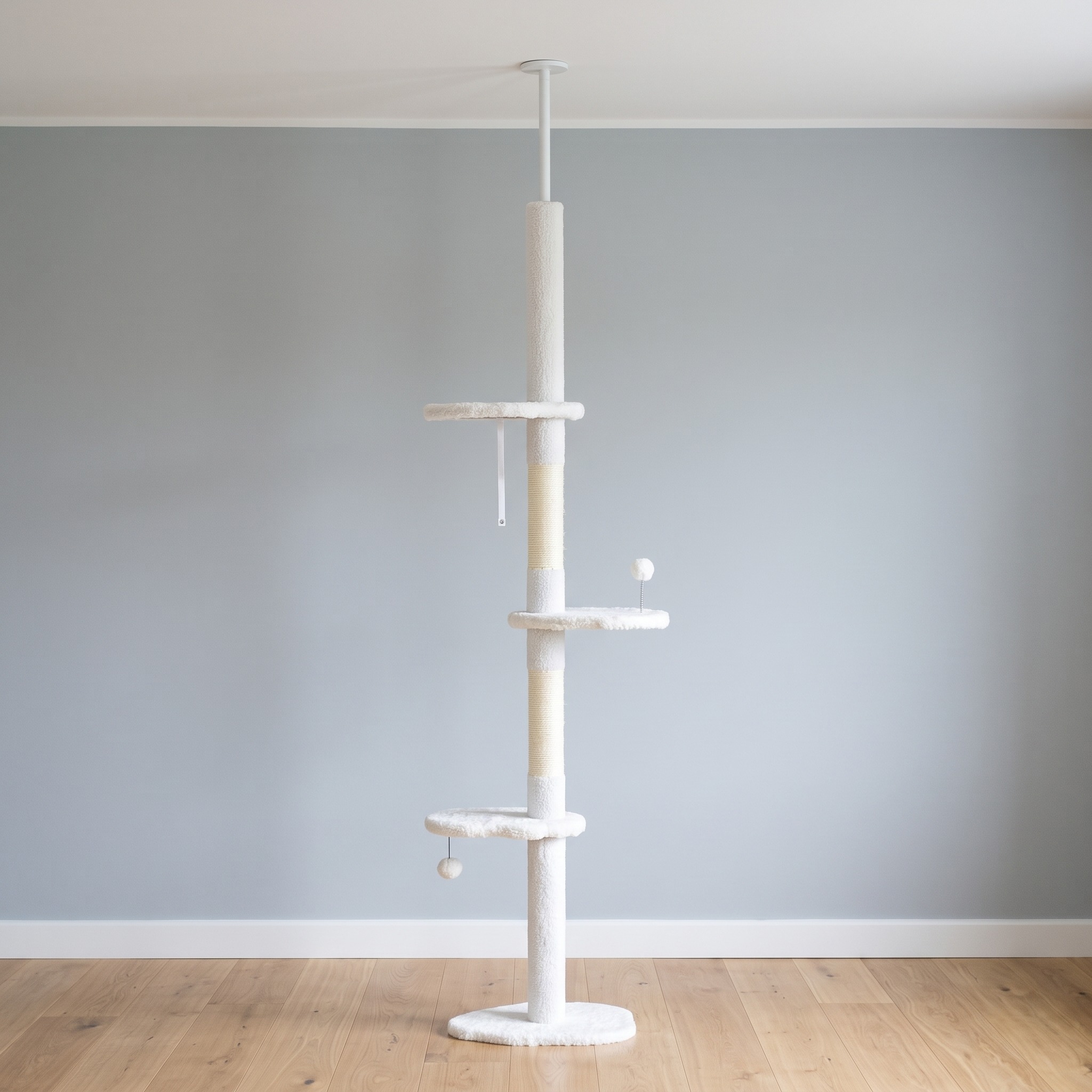 Cat Tree with Cloud Perches, Floor-to-Ceiling, White, photo 1 of 5