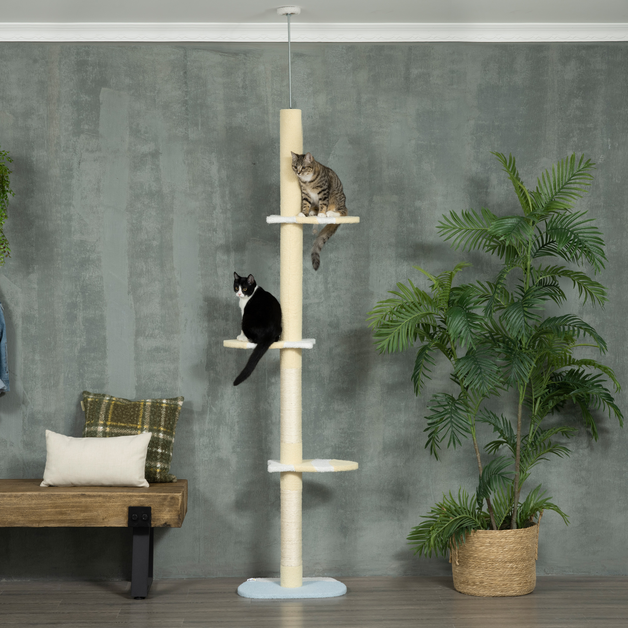Floor-to-Ceiling Cat Tree with 3 Perches, Yellow, photo 5 of 5