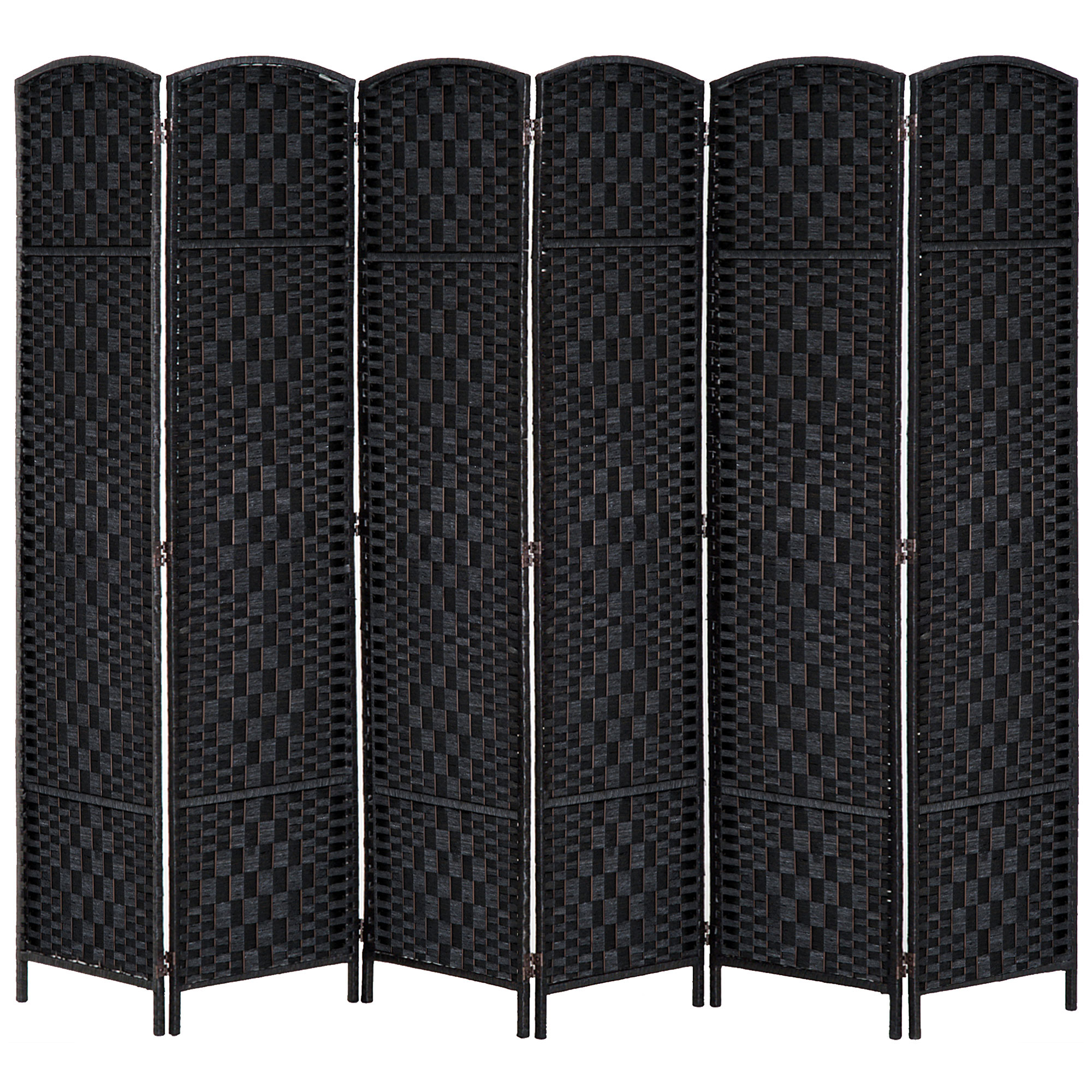 6-Panel Room Divider with Paper Rope Weave, 71 in, Black, photo 3 of 5